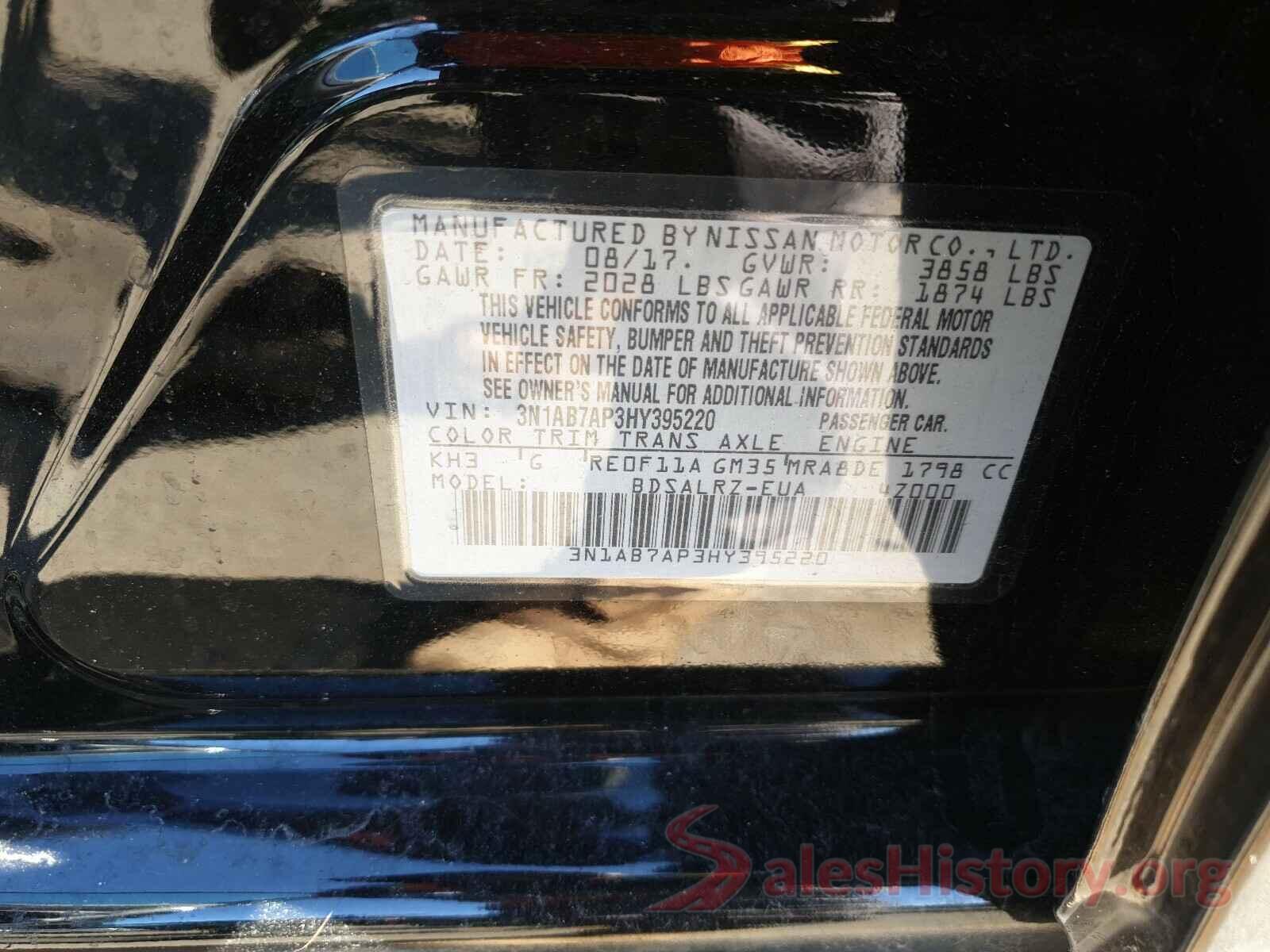 3N1AB7AP3HY395220 2017 NISSAN SENTRA