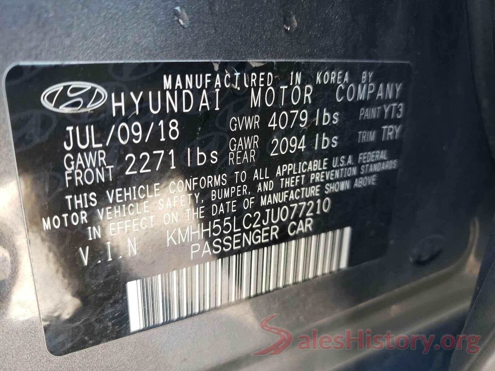 KMHH55LC2JU077210 2018 HYUNDAI ELANTRA