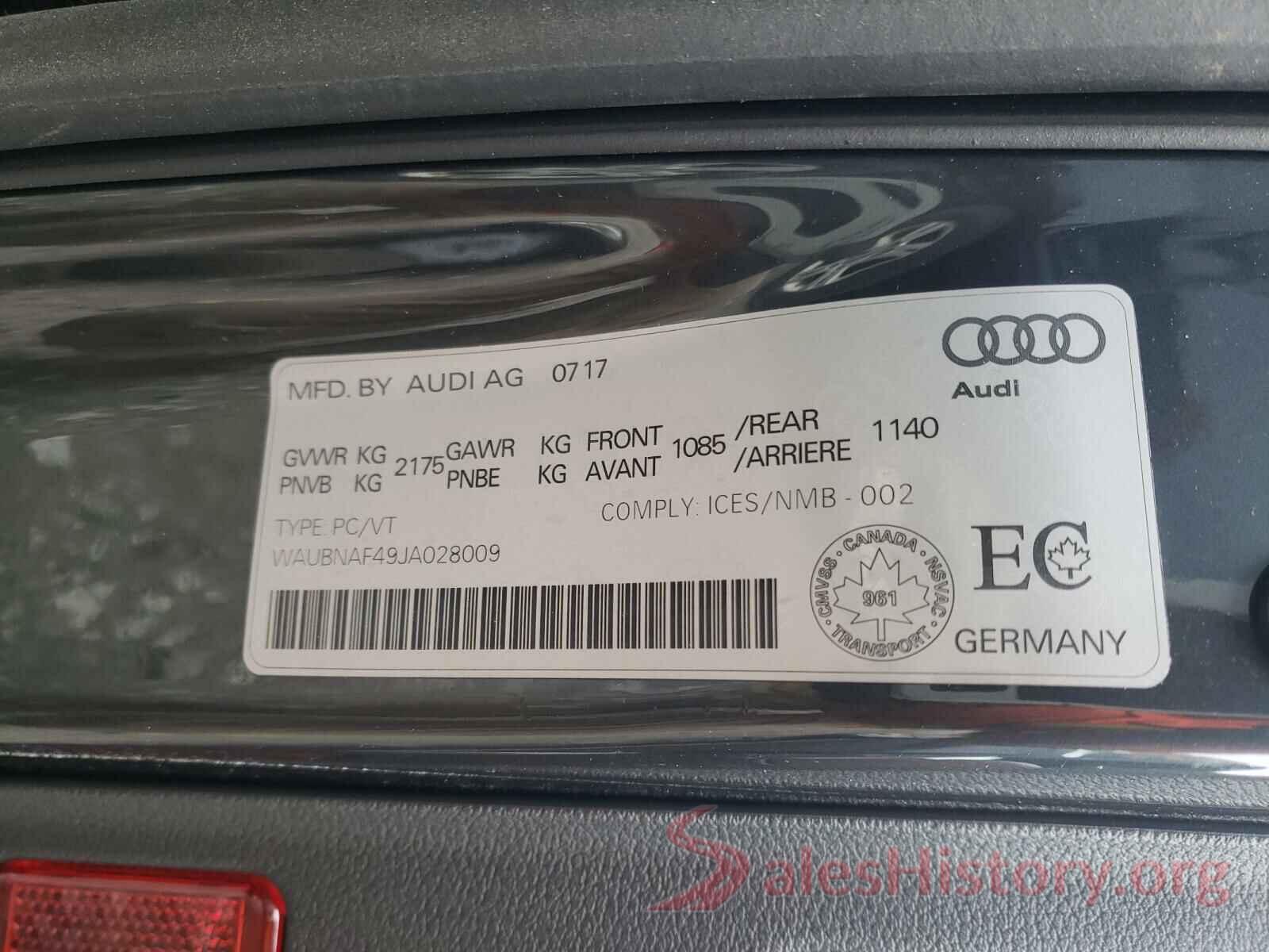 WAUBNAF49JA028009 2018 AUDI A4