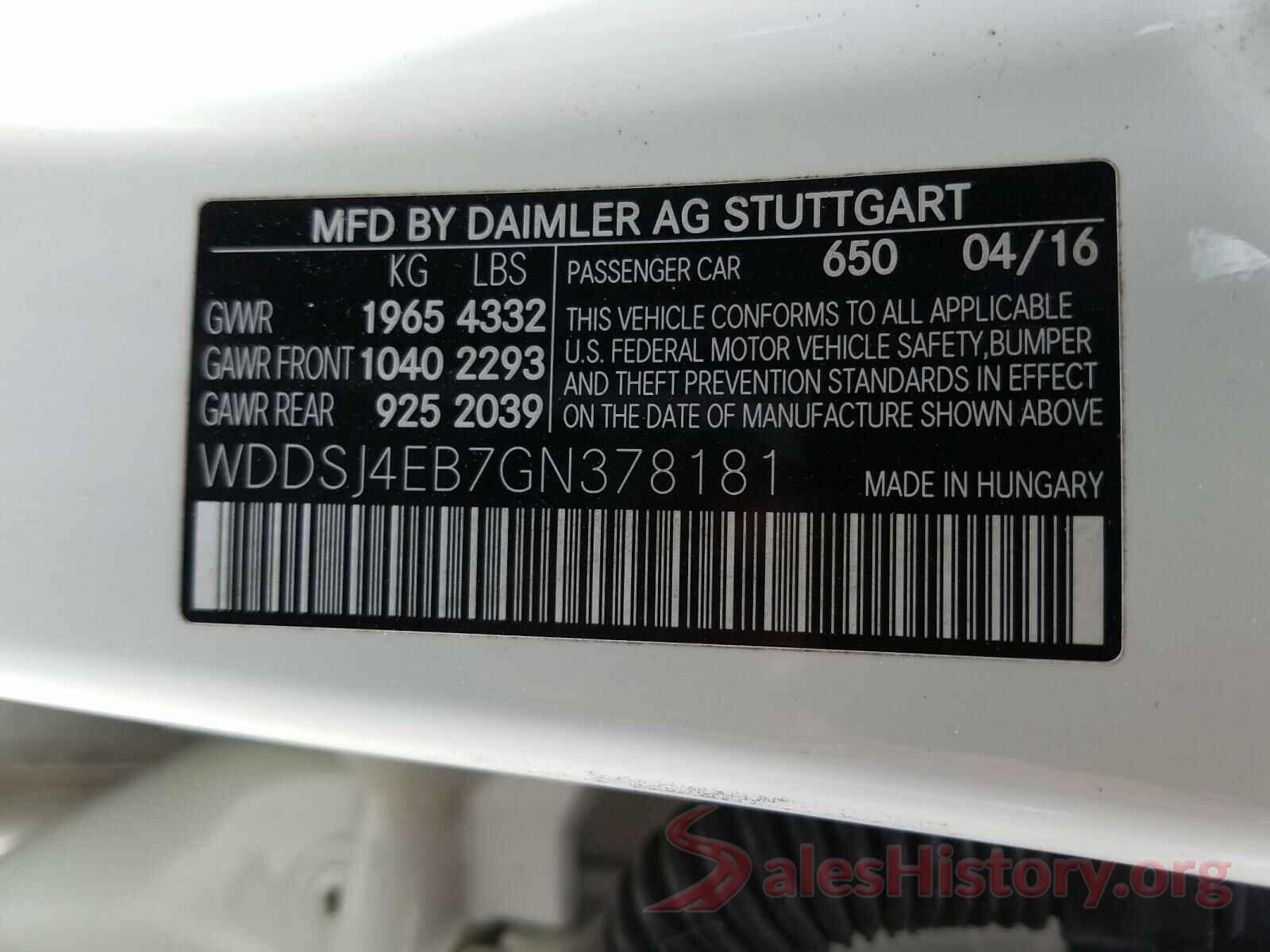 WDDSJ4EB7GN378181 2016 MERCEDES-BENZ C CLASS