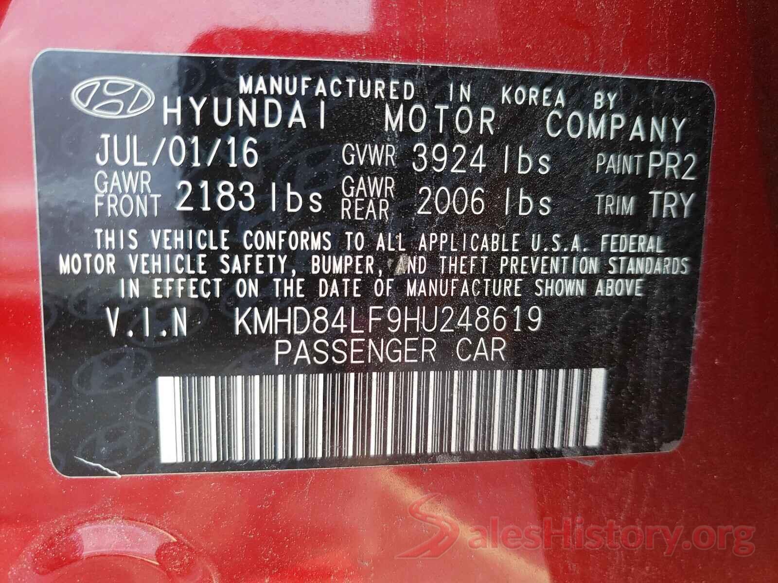 KMHD84LF9HU248619 2017 HYUNDAI ELANTRA