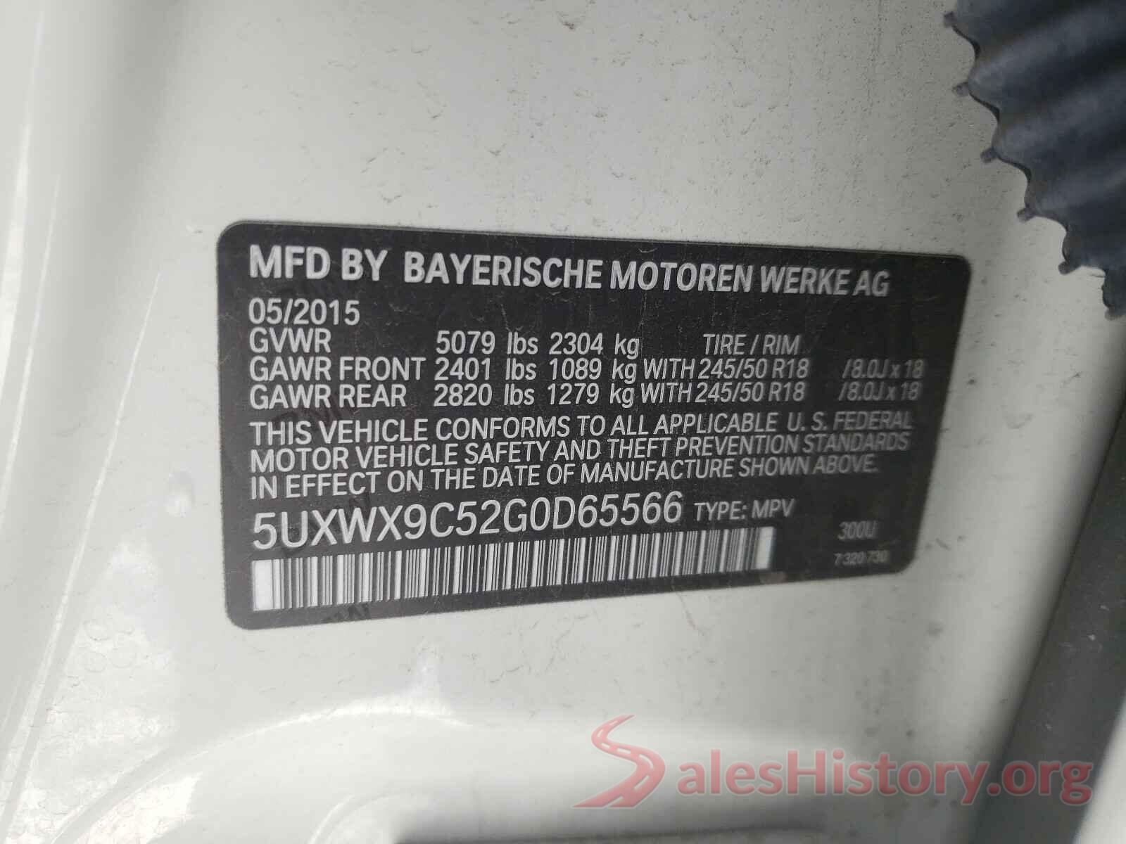 5UXWX9C52G0D65566 2016 BMW X3