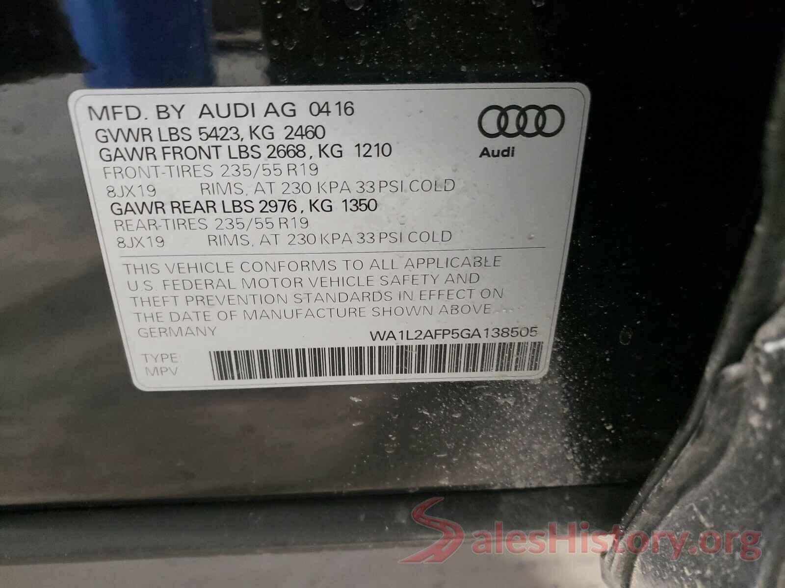 WA1L2AFP5GA138505 2016 AUDI Q5