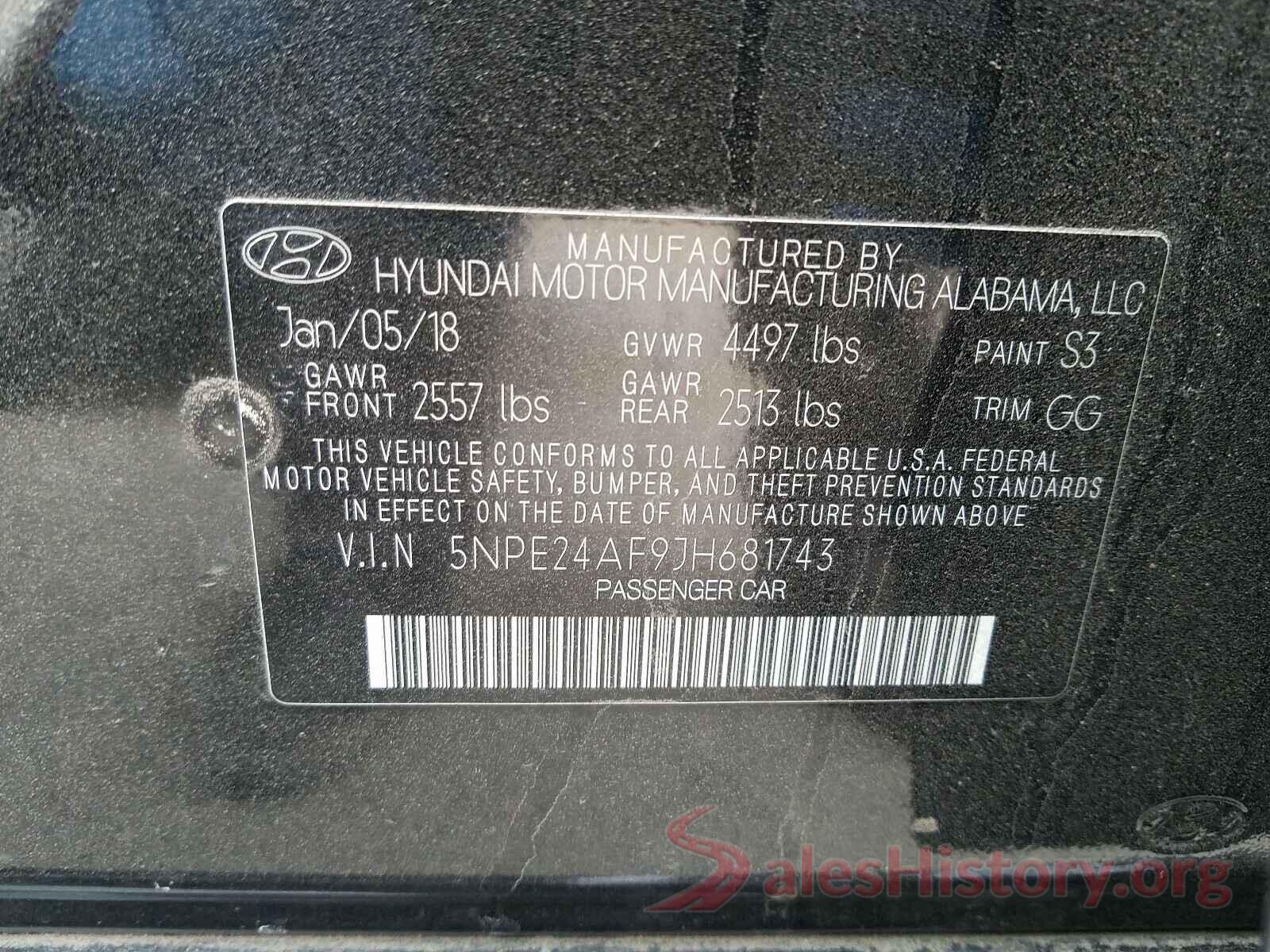 5NPE24AF9JH681743 2018 HYUNDAI SONATA