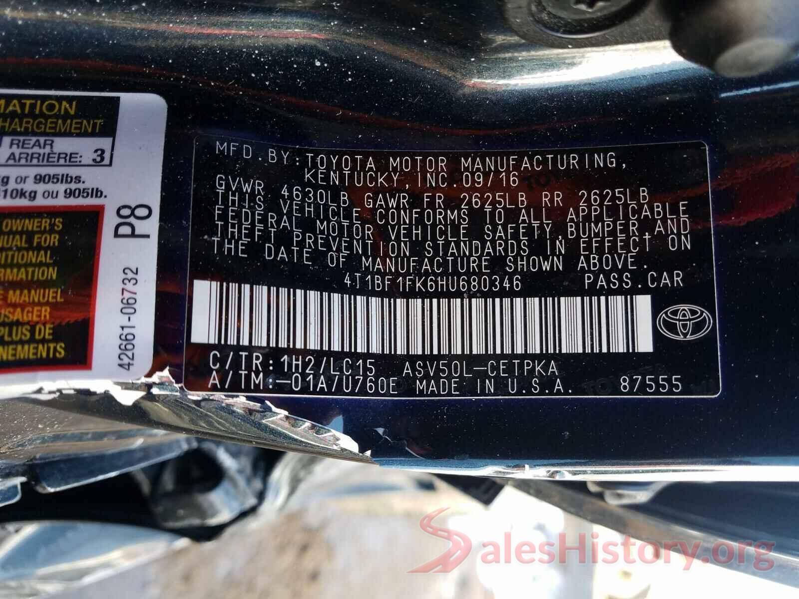 4T1BF1FK6HU680346 2017 TOYOTA CAMRY