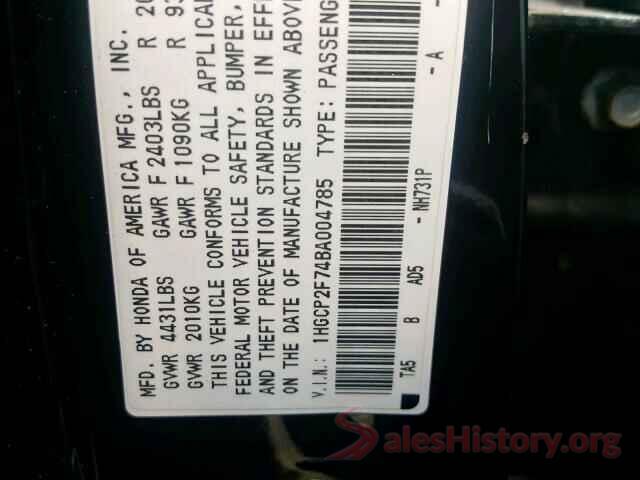 1HGCP2F74BA004785 2011 HONDA ACCORD EX