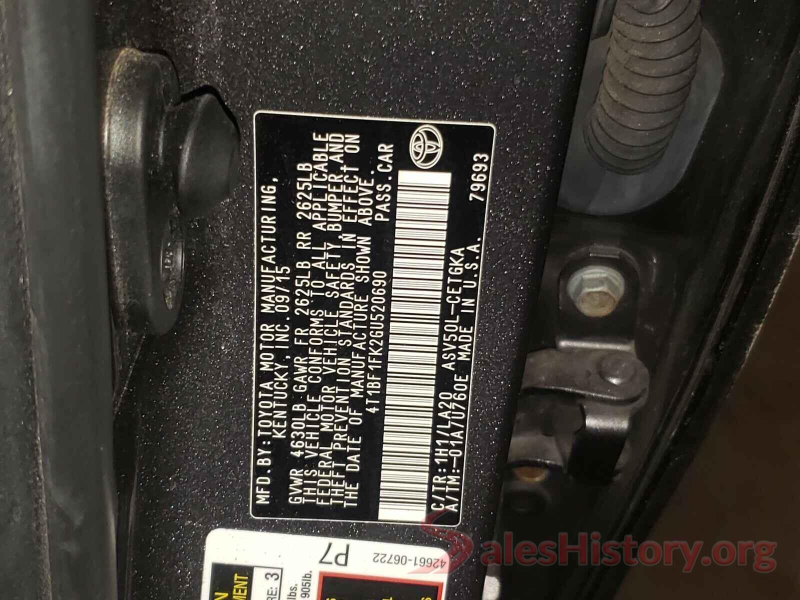 4T1BF1FK2GU520690 2016 TOYOTA CAMRY