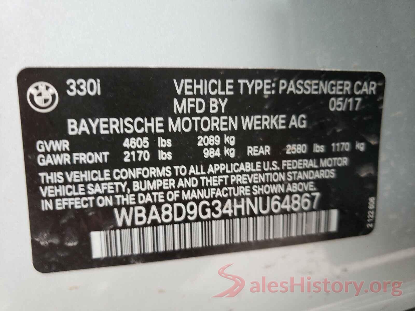 WBA8D9G34HNU64867 2017 BMW 3 SERIES