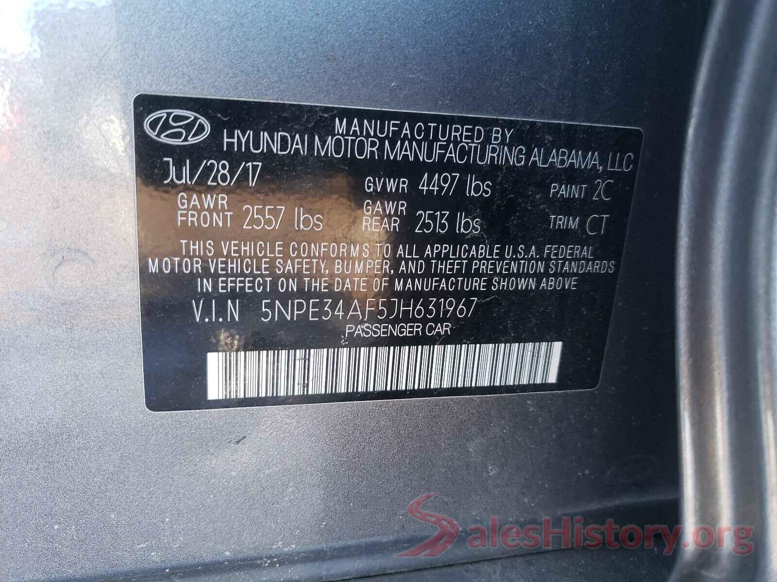 5NPE34AF5JH631967 2018 HYUNDAI SONATA