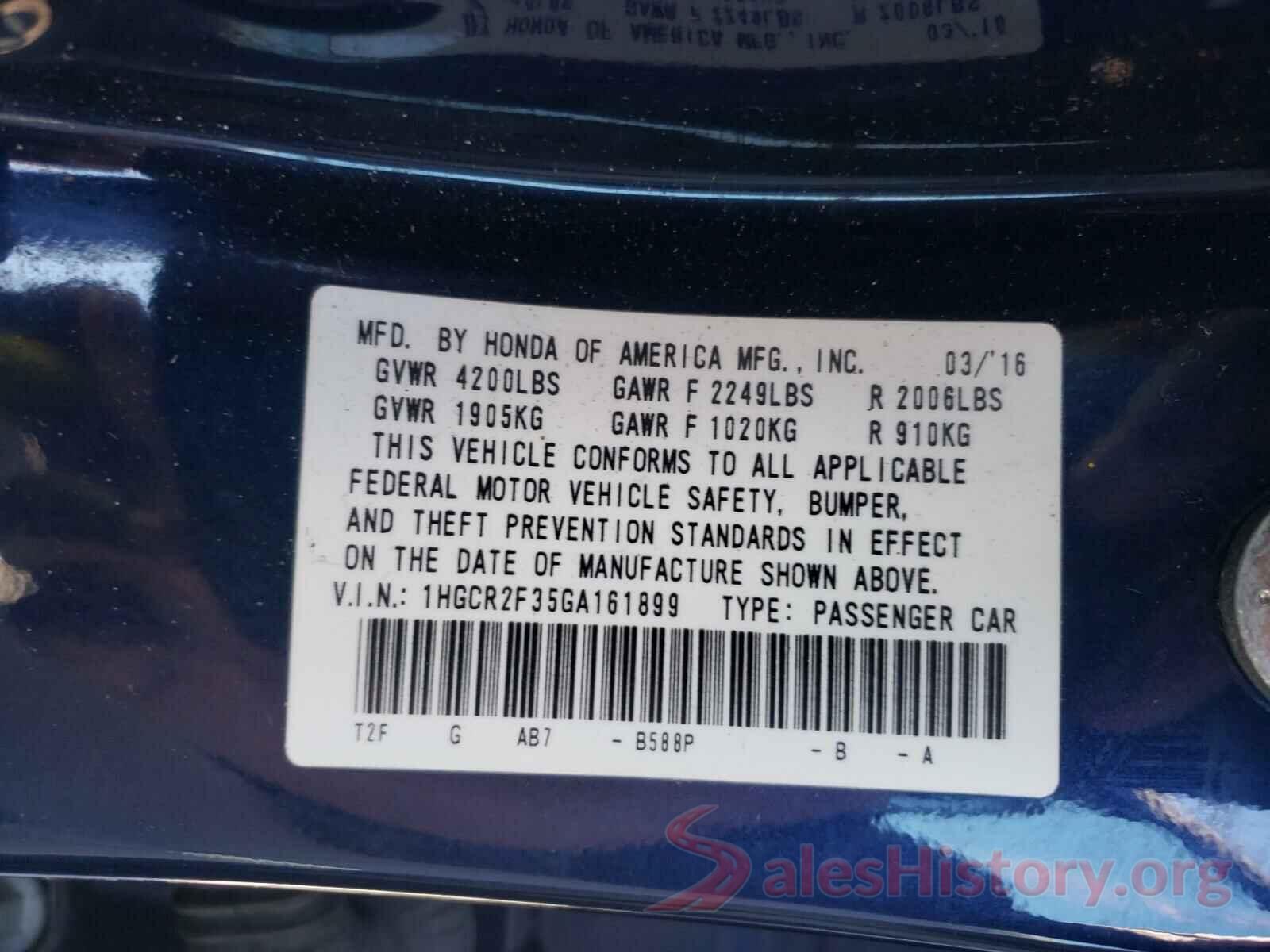 1HGCR2F35GA161899 2016 HONDA ACCORD