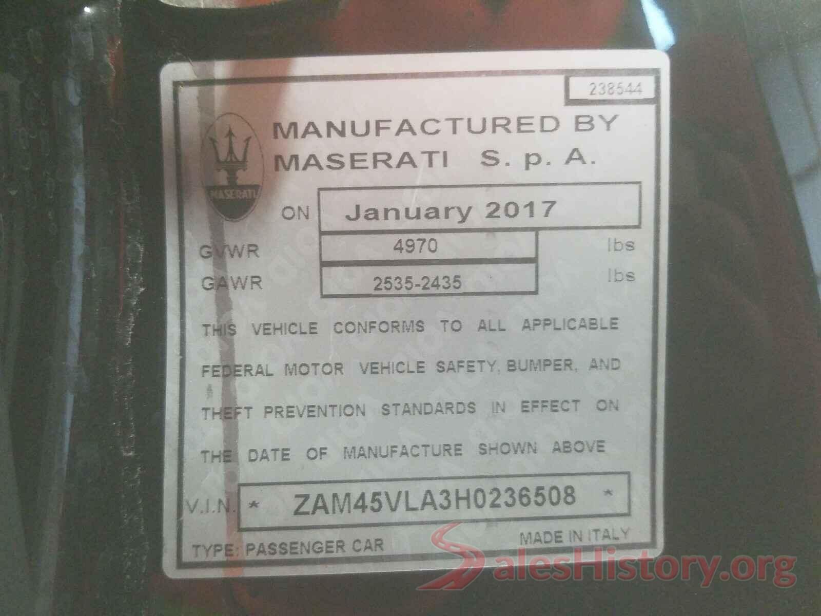 ZAM45VLA3H0236508 2017 MASERATI ALL MODELS