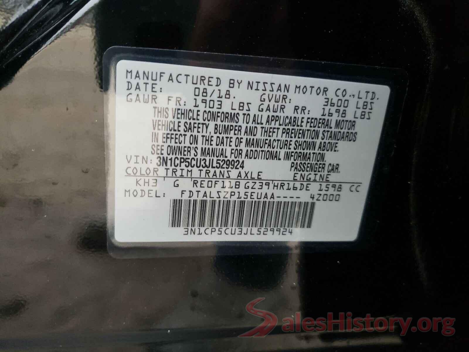 3N1CP5CU3JL529924 2018 NISSAN KICKS