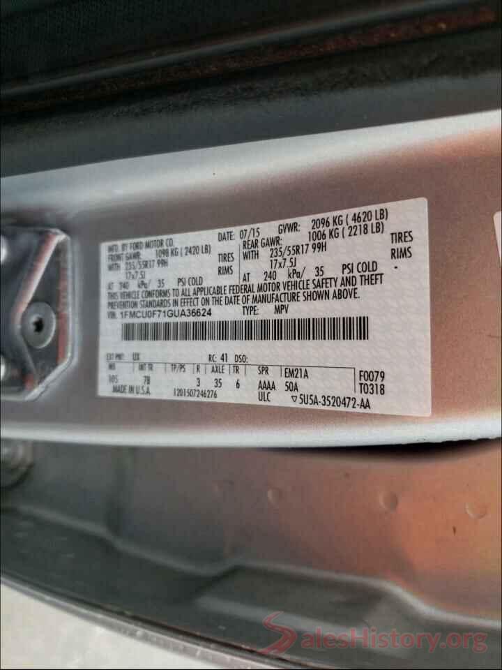 1FMCU0F71GUA36624 2016 FORD ESCAPE