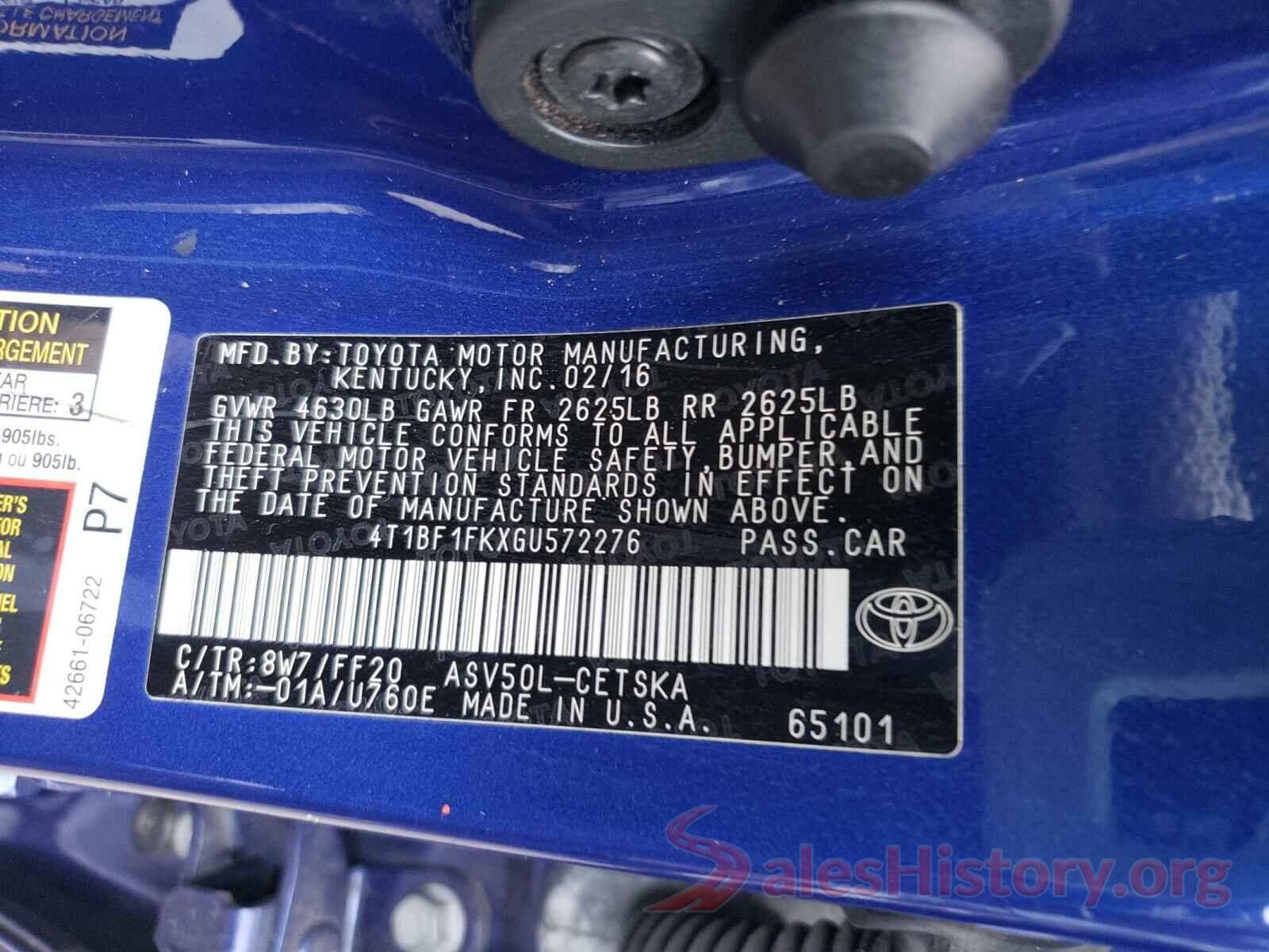 4T1BF1FKXGU572276 2016 TOYOTA CAMRY