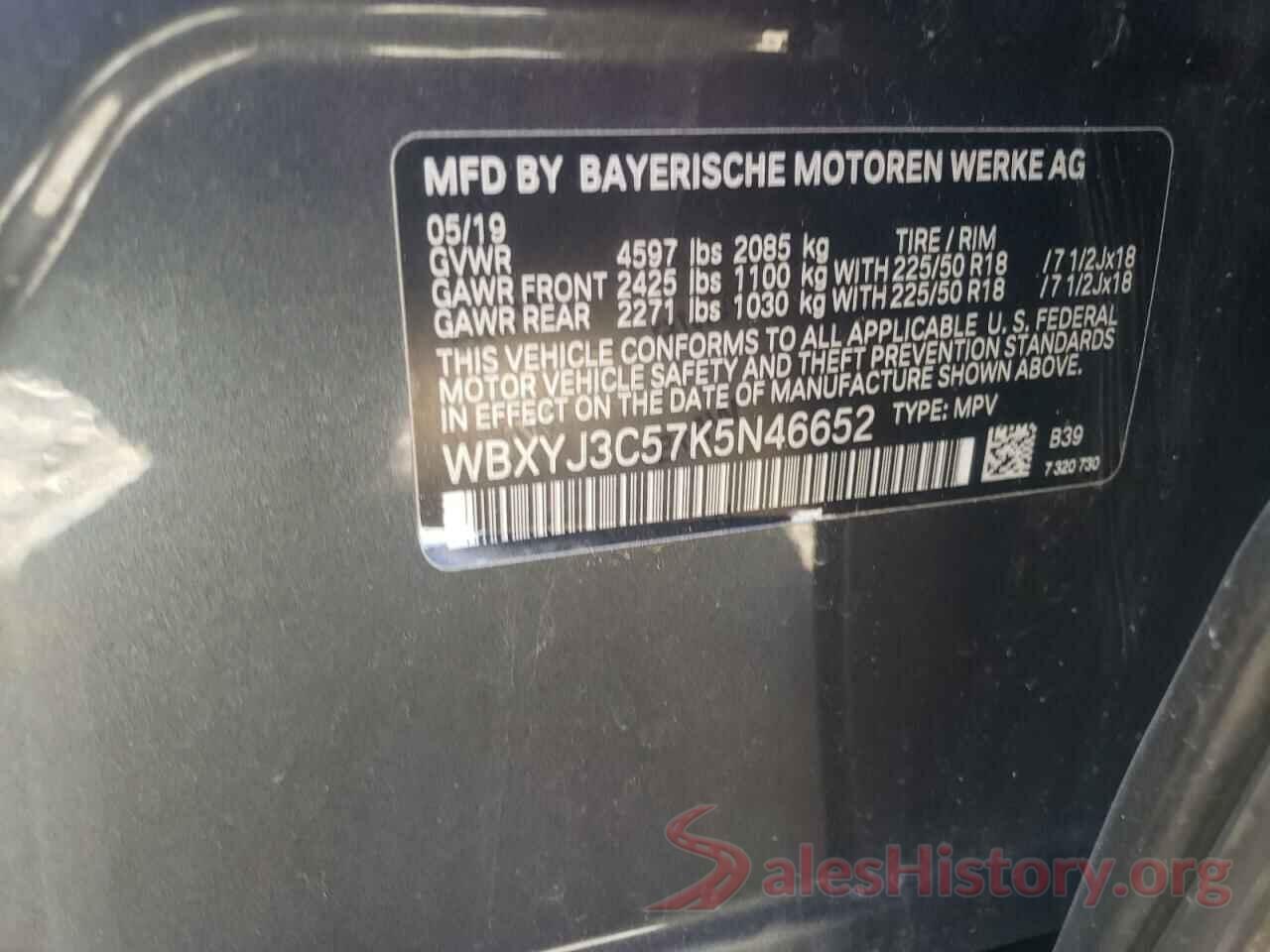 WBXYJ3C57K5N46652 2019 BMW X2