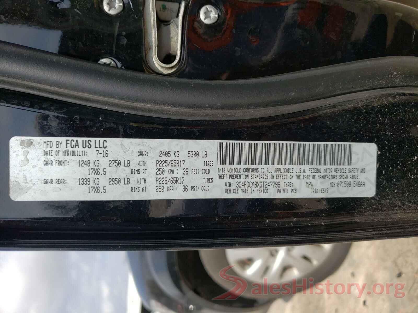 3C4PDCABXGT247799 2016 DODGE JOURNEY