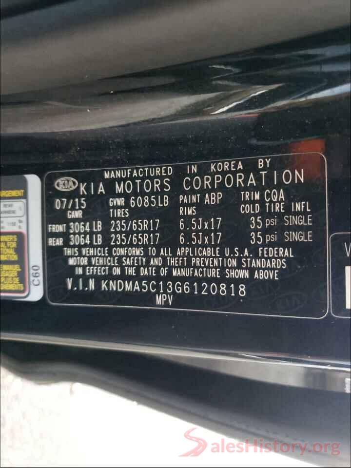 KNDMA5C13G6120818 2016 KIA SEDONA