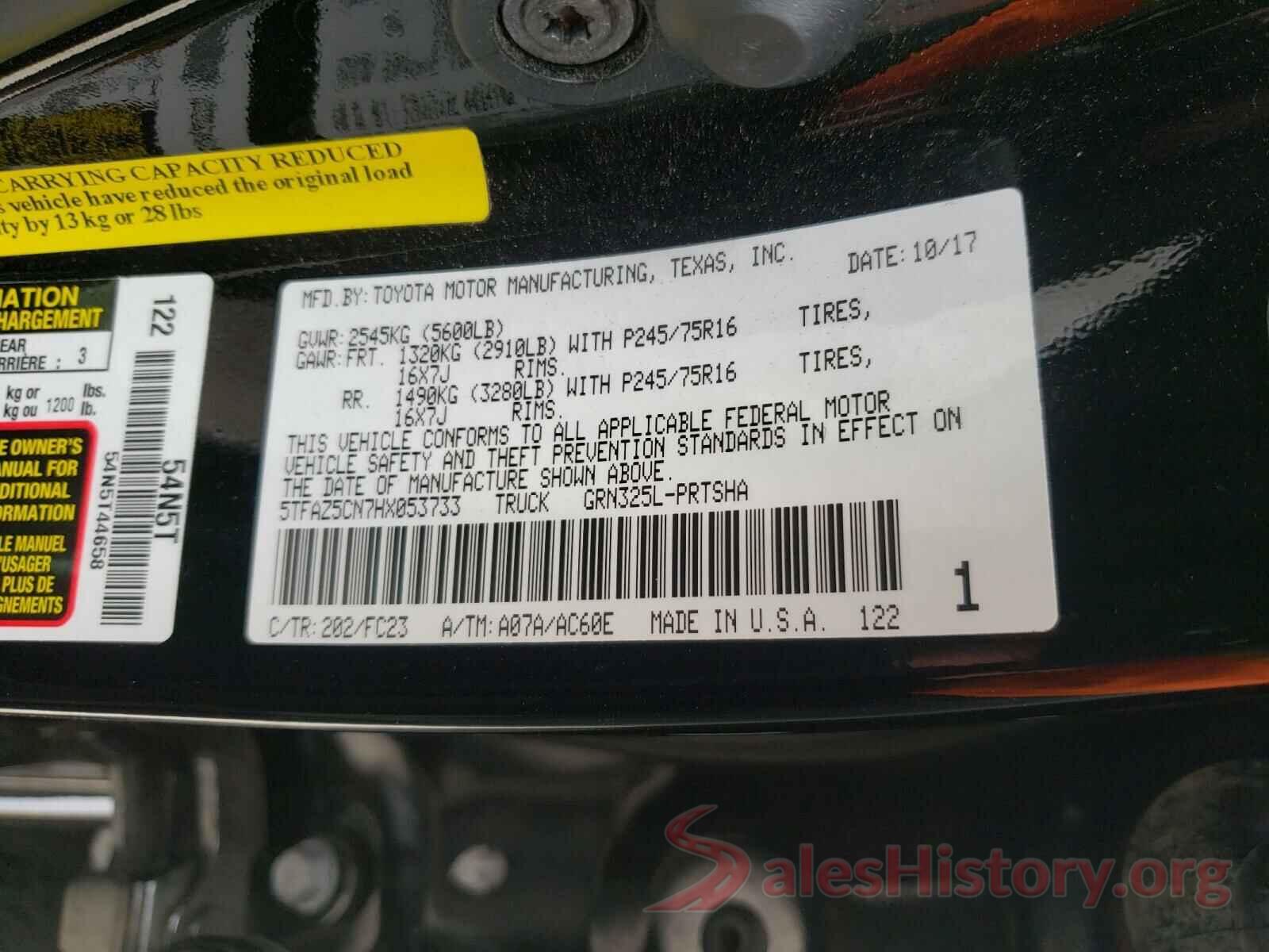 5TFAZ5CN7HX053733 2017 TOYOTA TACOMA