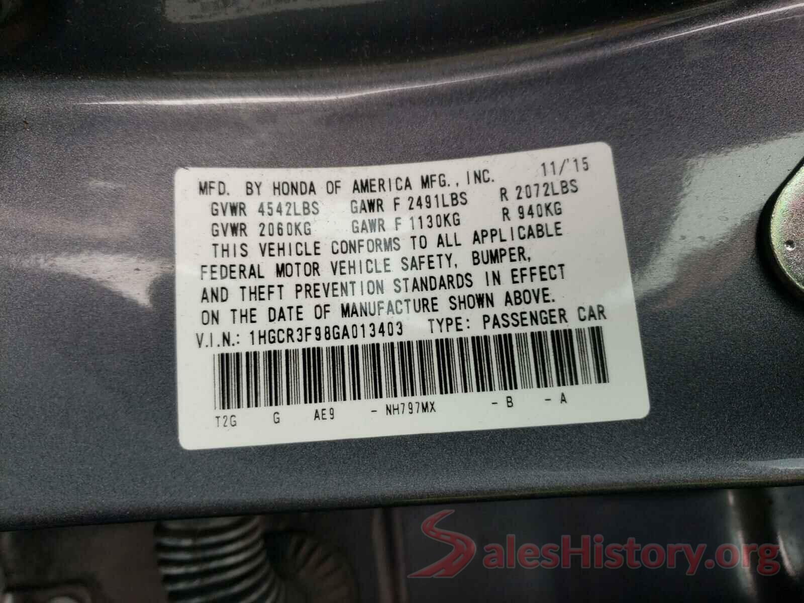 1HGCR3F98GA013403 2016 HONDA ACCORD