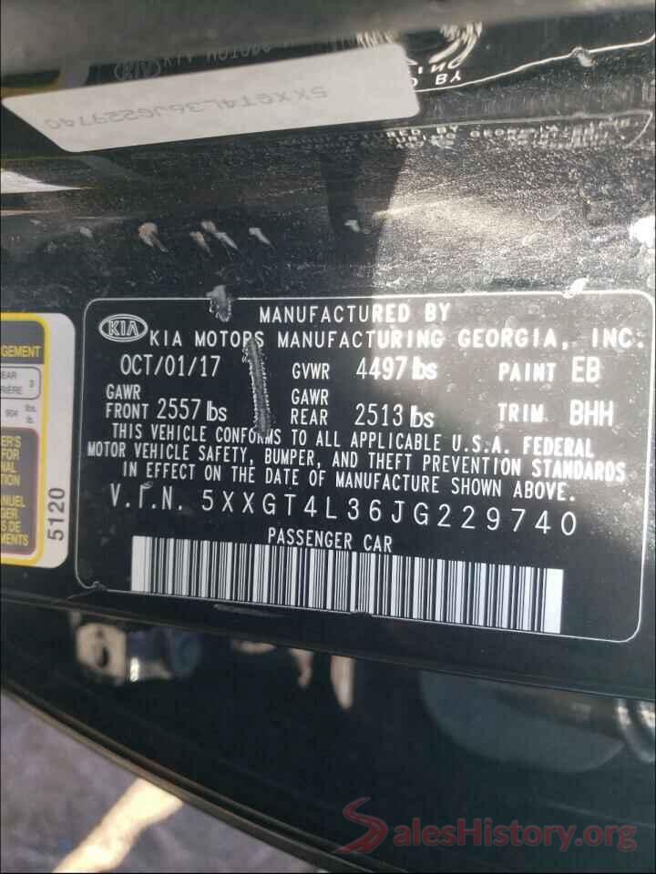 5XXGT4L36JG229740 2018 KIA OPTIMA