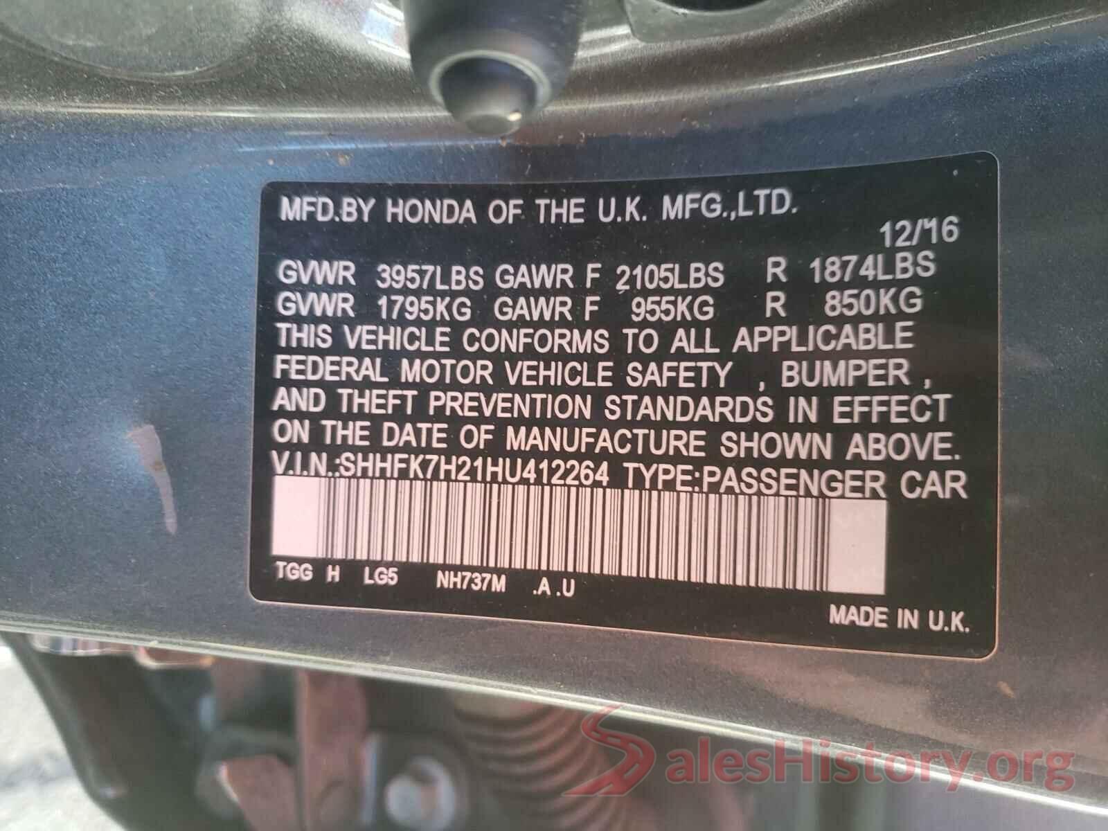 SHHFK7H21HU412264 2017 HONDA CIVIC