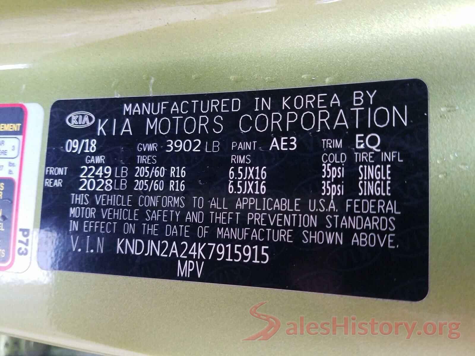 KNDJN2A24K7915915 2019 KIA SOUL