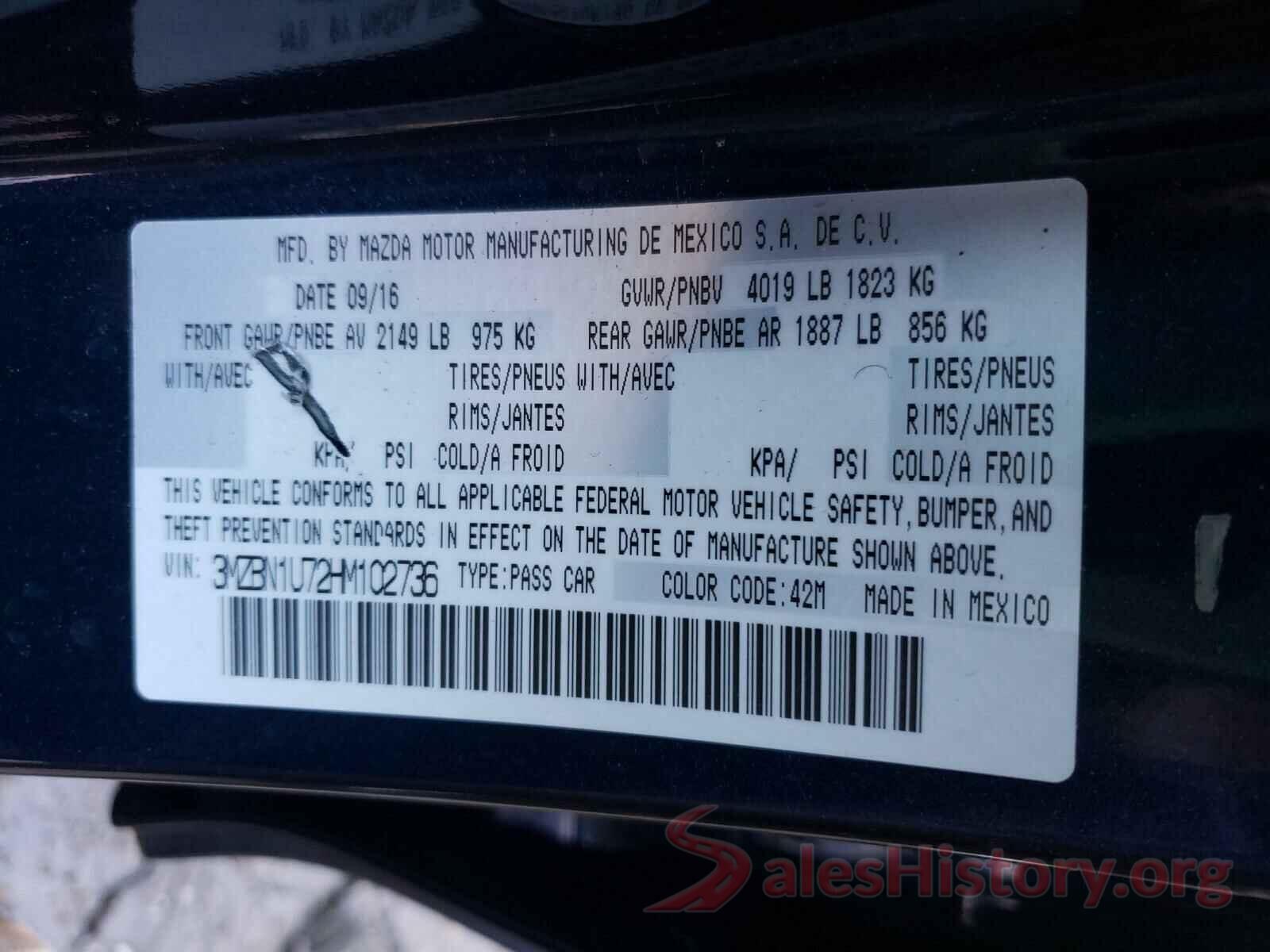 3MZBN1U72HM102736 2017 MAZDA 3