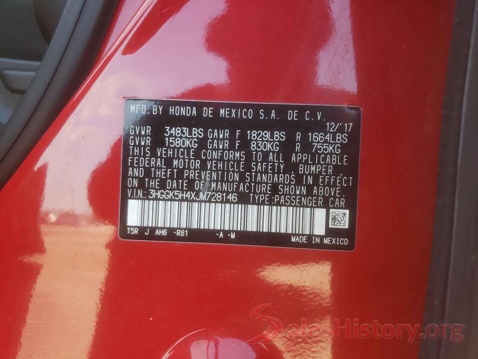 3HGGK5H4XJM728146 2018 HONDA FIT