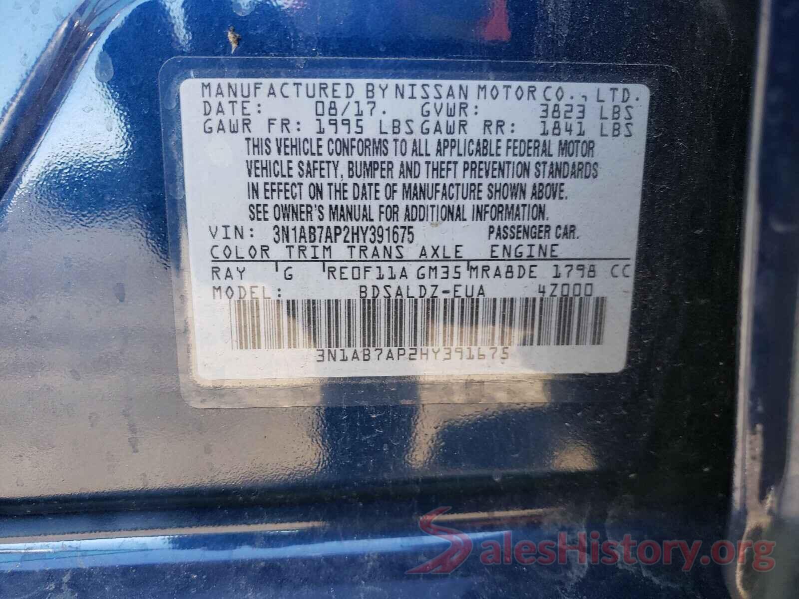 3N1AB7AP2HY391675 2017 NISSAN SENTRA