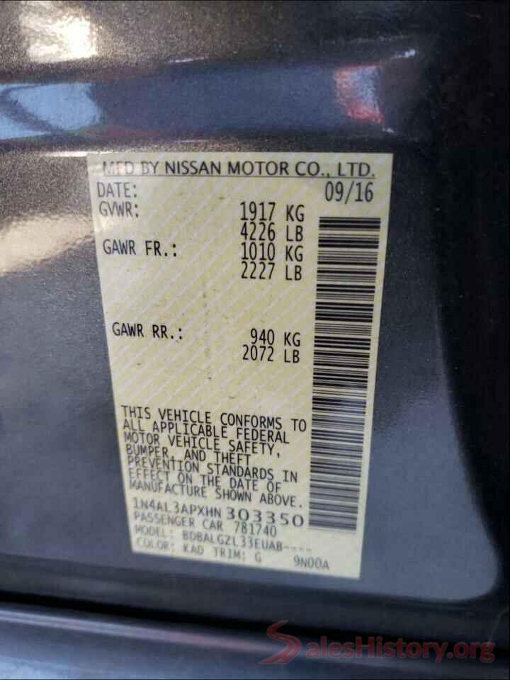 1N4AL3APXHN303350 2017 NISSAN ALTIMA