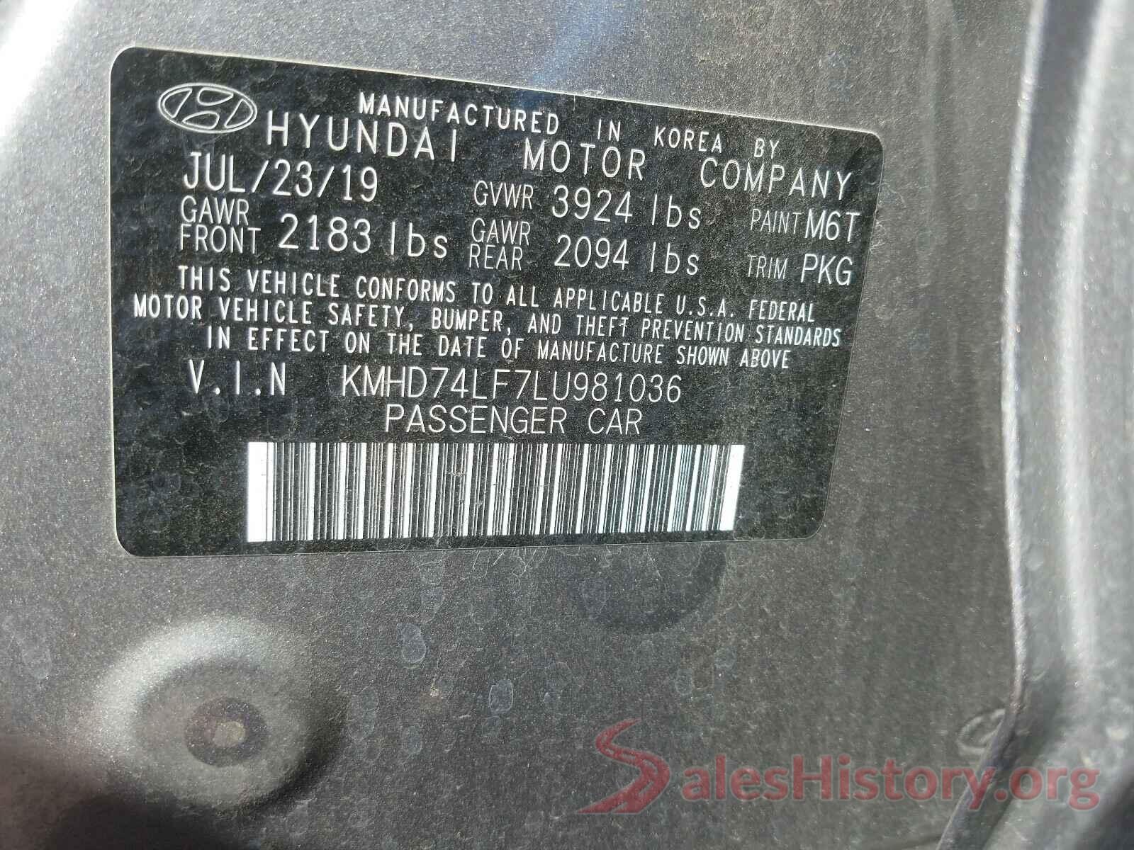 KMHD74LF7LU981036 2020 HYUNDAI ELANTRA