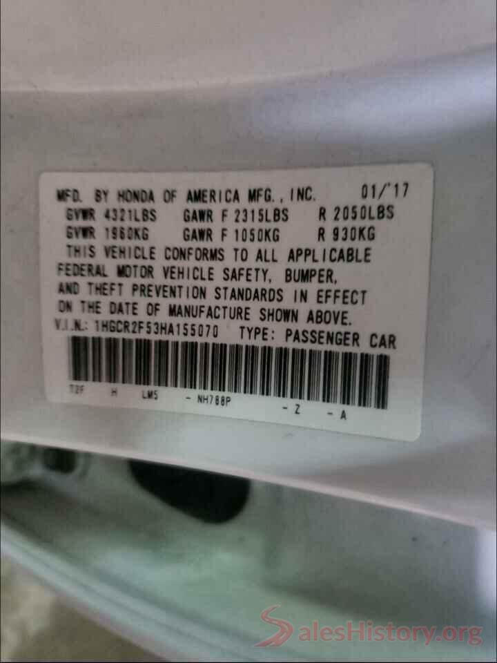 1HGCR2F53HA155070 2017 HONDA ACCORD