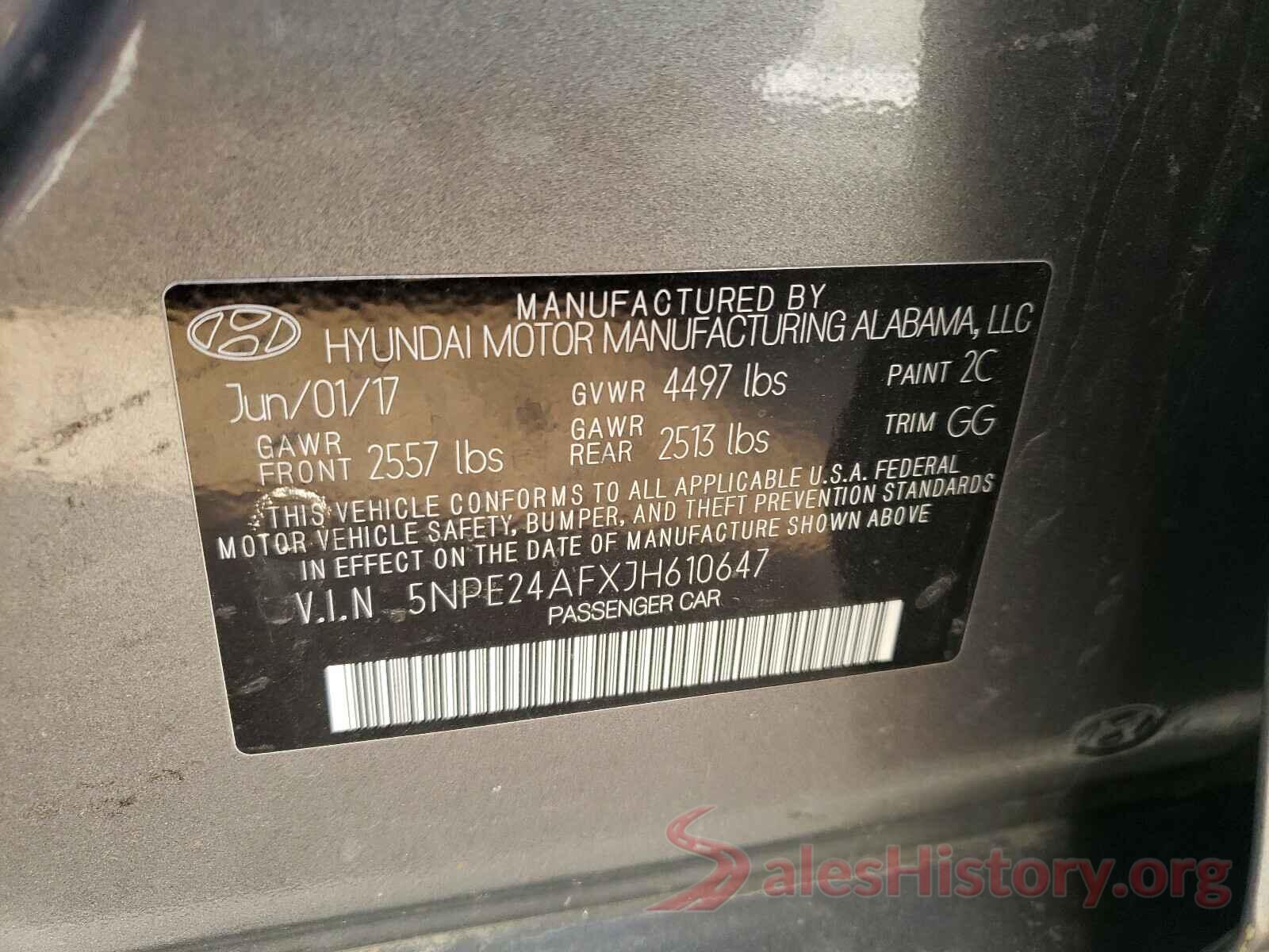 5NPE24AFXJH610647 2018 HYUNDAI SONATA