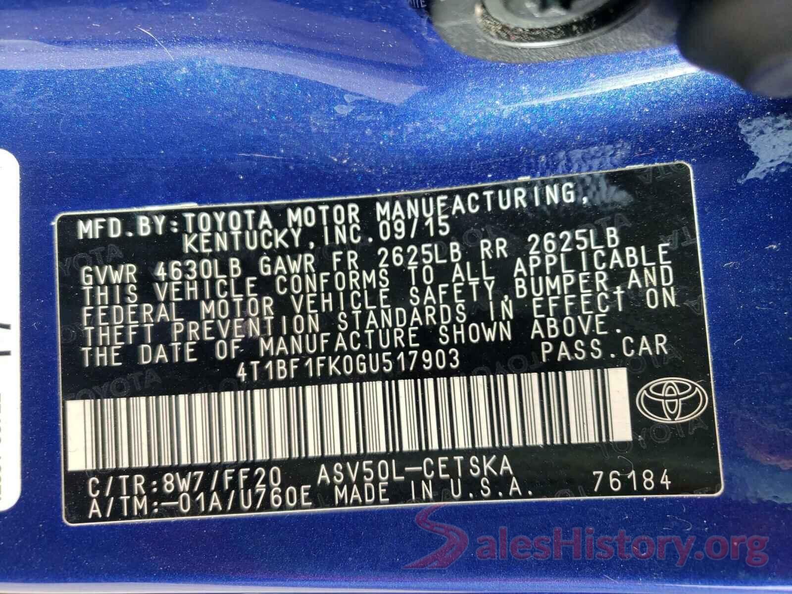 4T1BF1FK0GU517903 2016 TOYOTA CAMRY