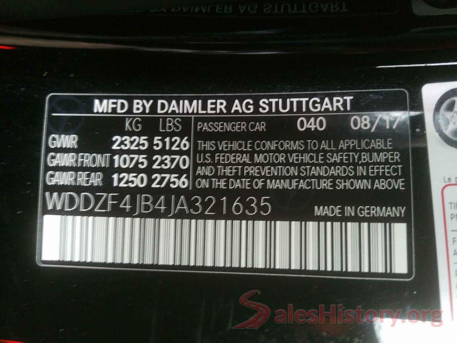 WDDZF4JB4JA321635 2018 MERCEDES-BENZ E CLASS