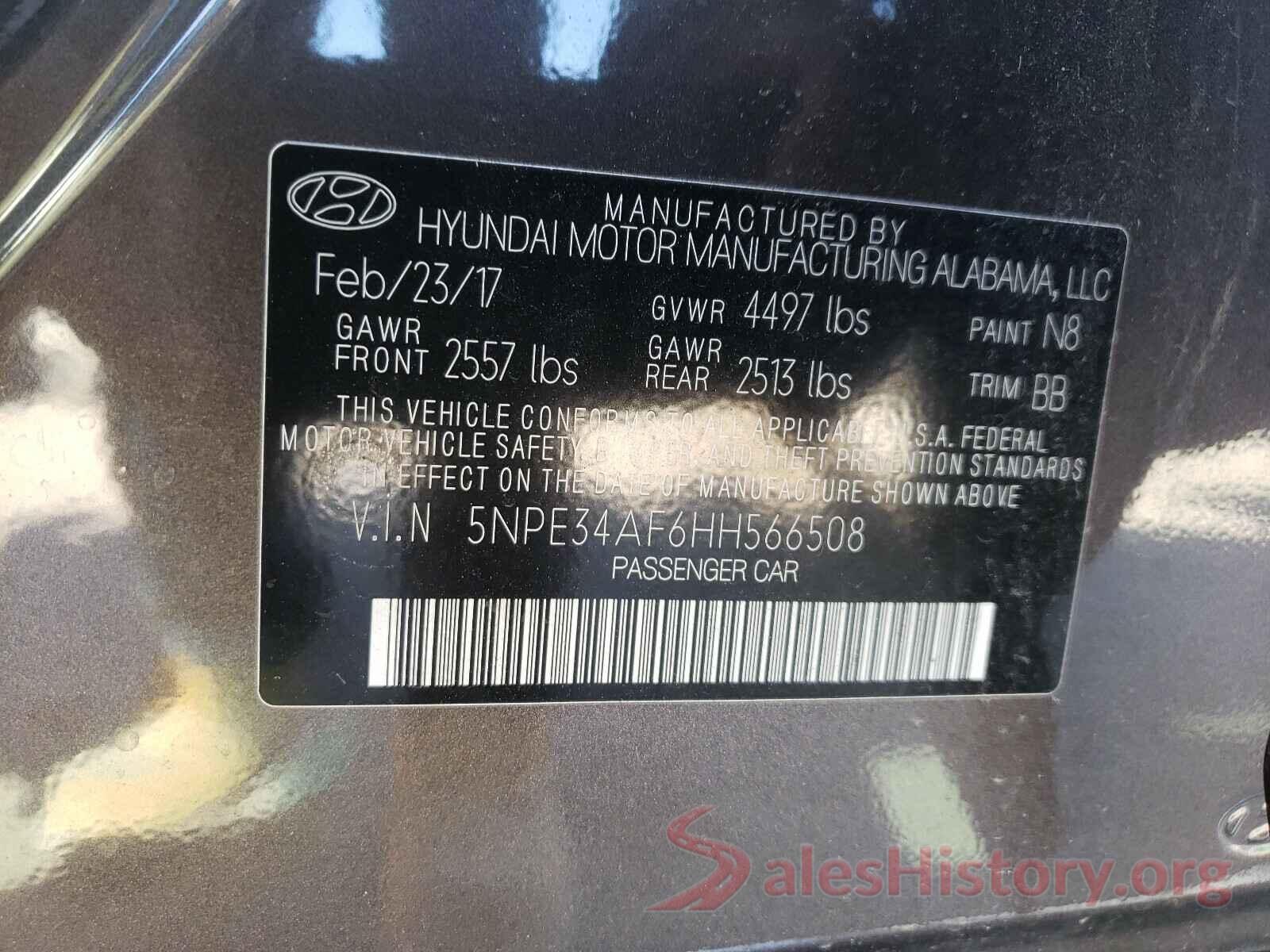 5NPE34AF6HH566508 2017 HYUNDAI SONATA