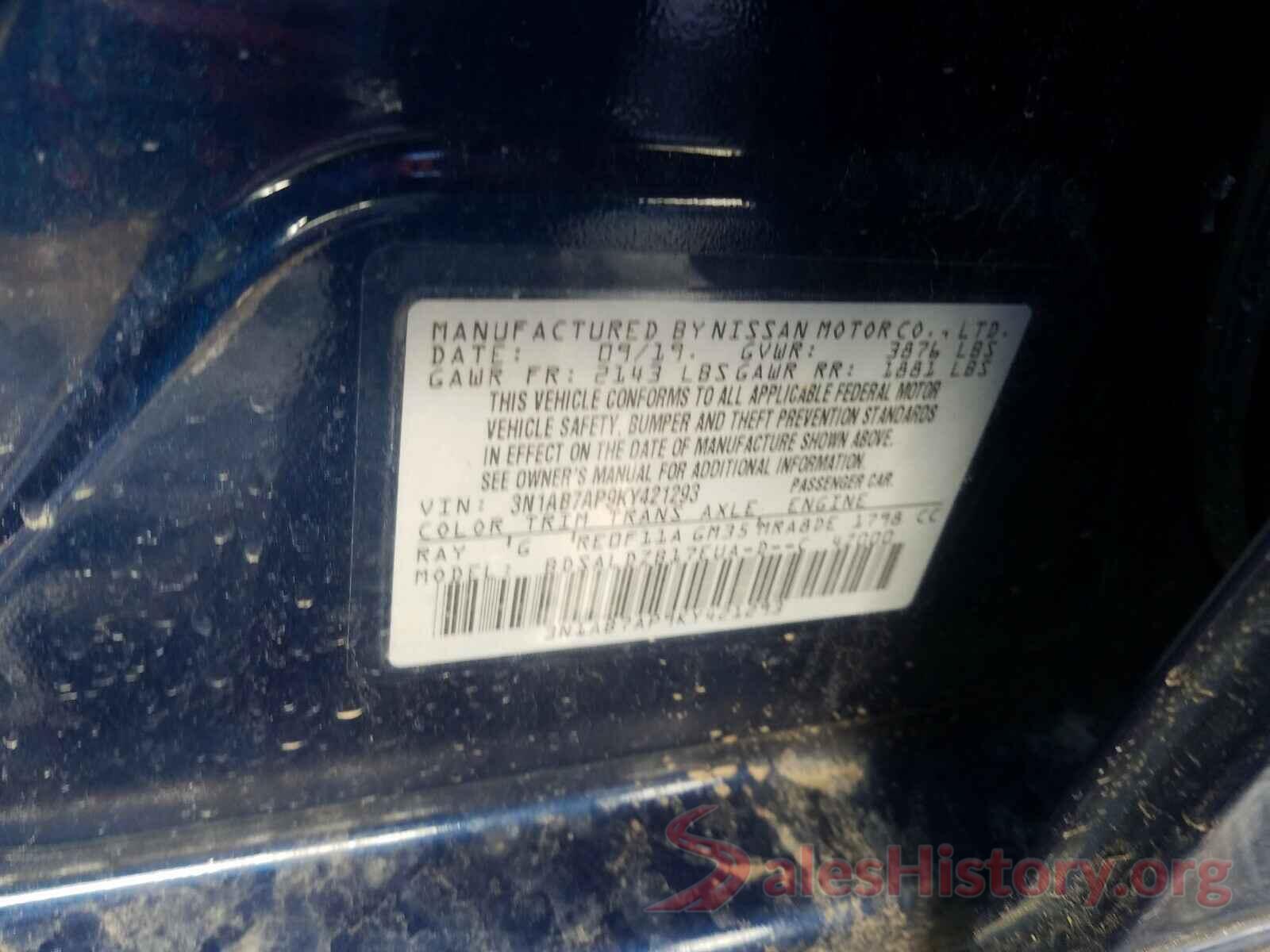 3N1AB7AP9KY421293 2019 NISSAN SENTRA