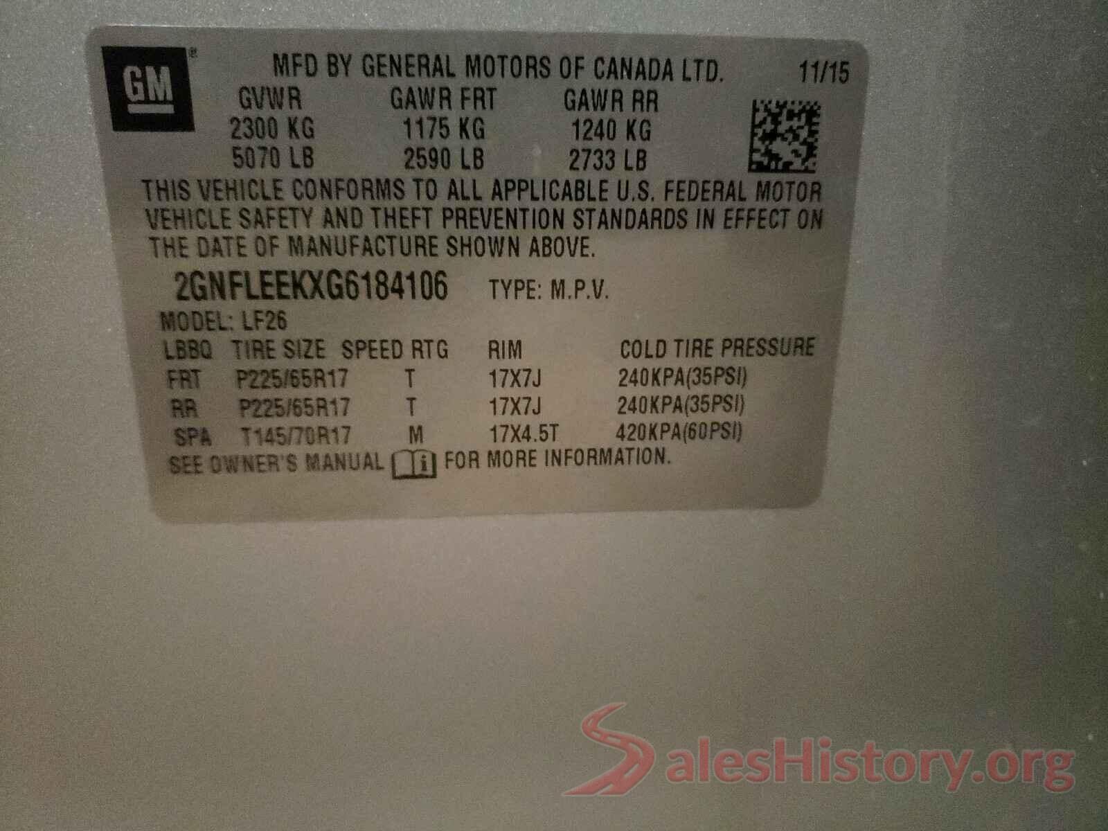 2GNFLEEKXG6184106 2016 CHEVROLET EQUINOX