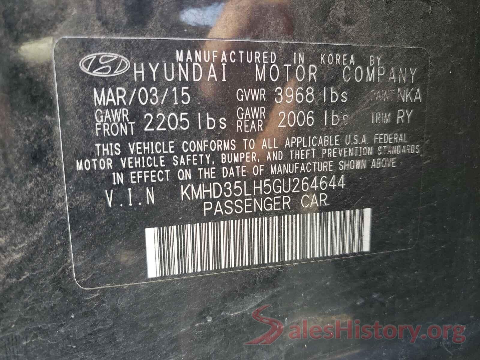 KMHD35LH5GU264644 2016 HYUNDAI ELANTRA