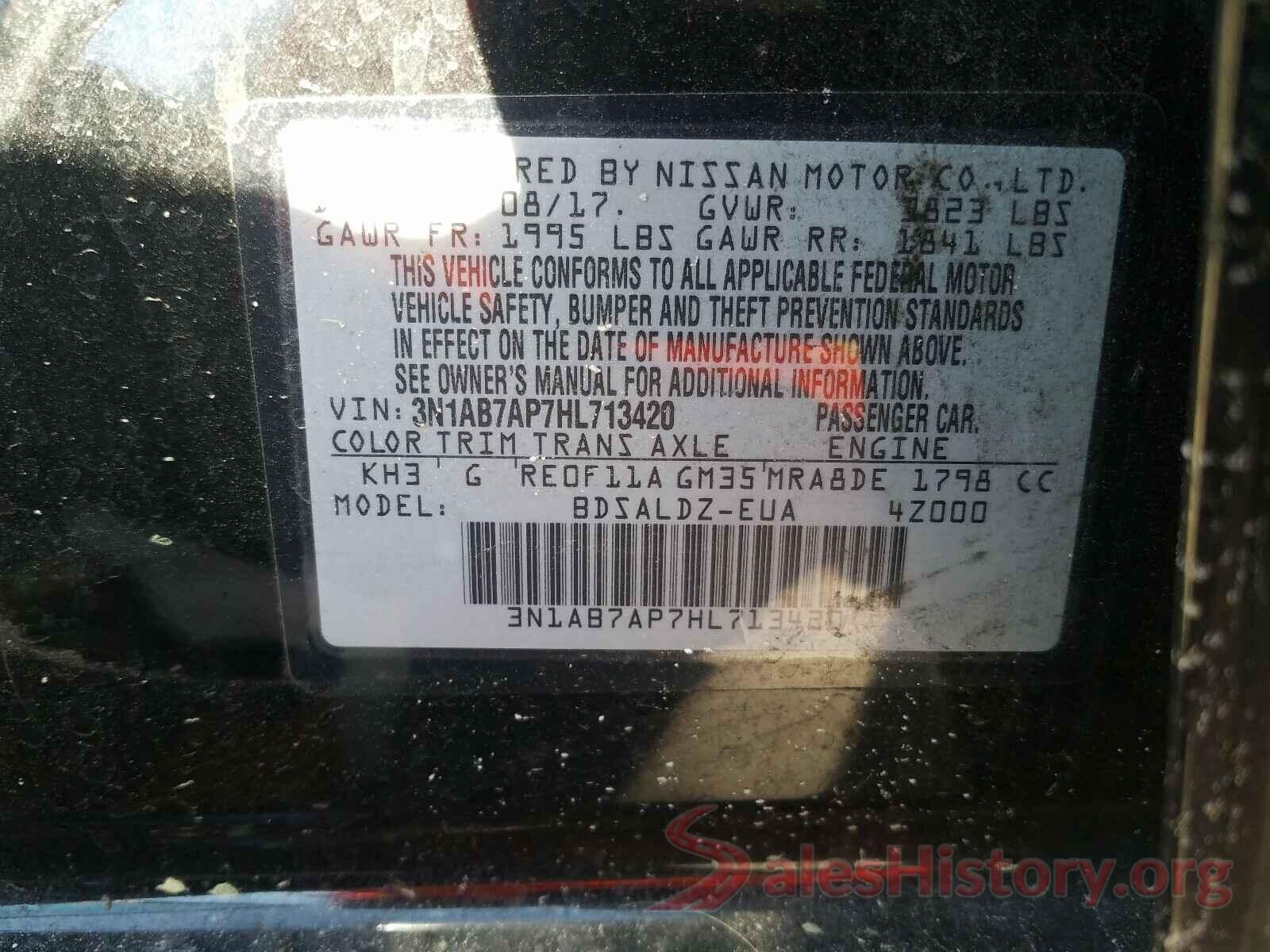 3N1AB7AP7HL713420 2017 NISSAN SENTRA