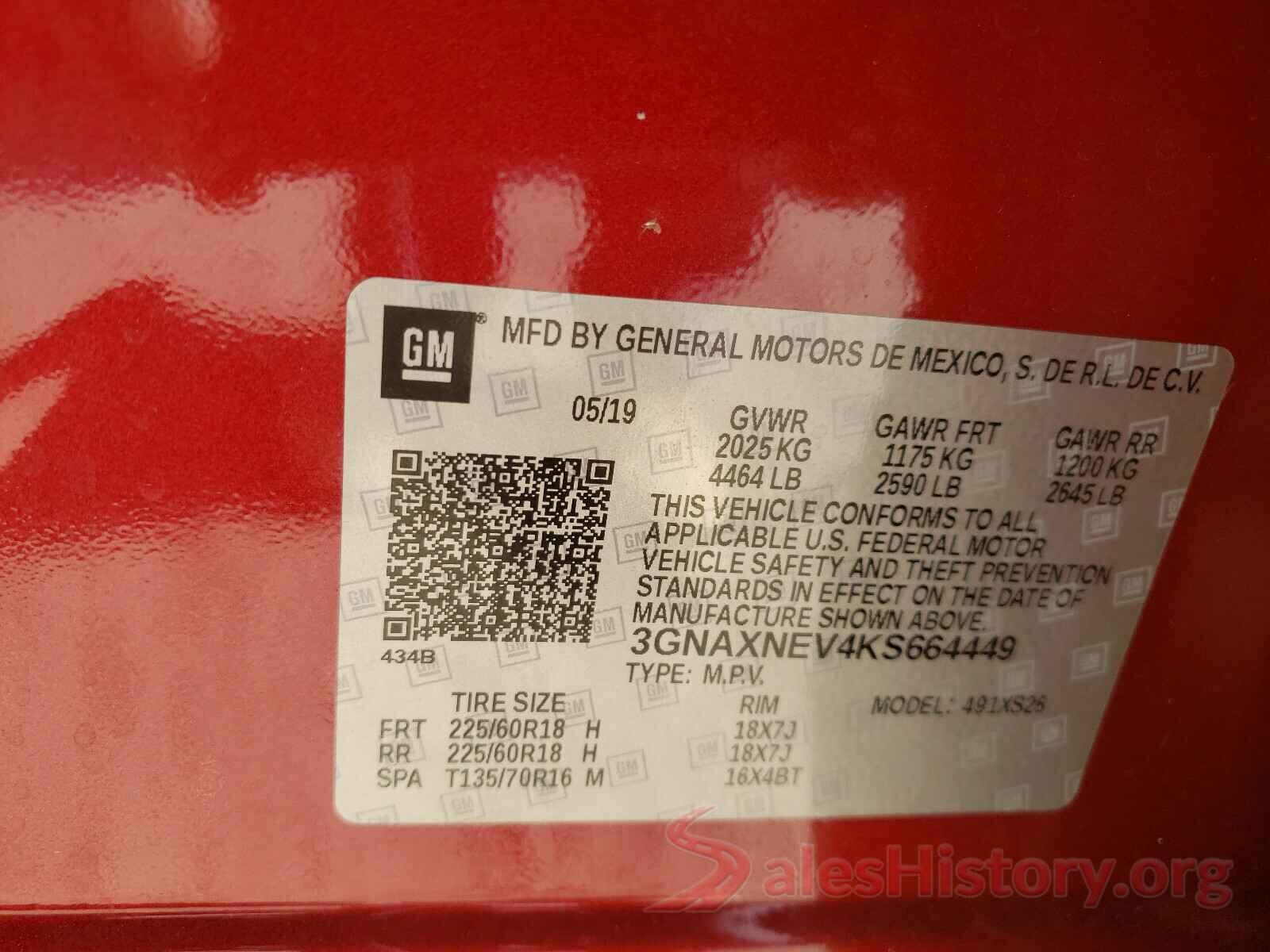 3GNAXNEV4KS664449 2019 CHEVROLET EQUINOX