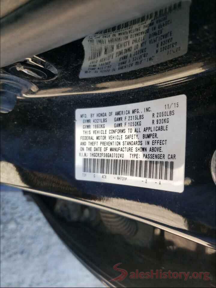 1HGCR2F56GA070240 2016 HONDA ACCORD