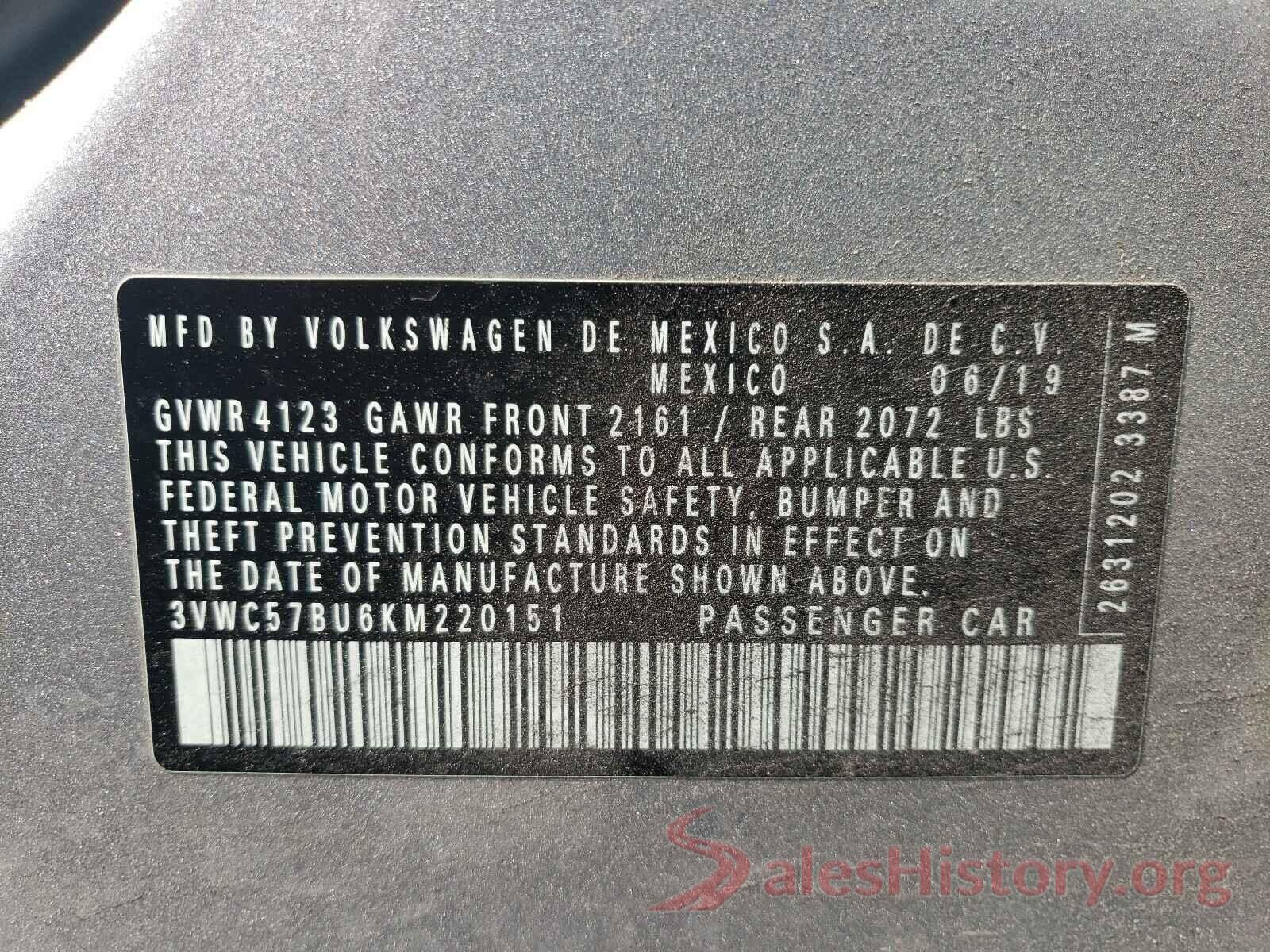 3VWC57BU6KM220151 2019 VOLKSWAGEN JETTA