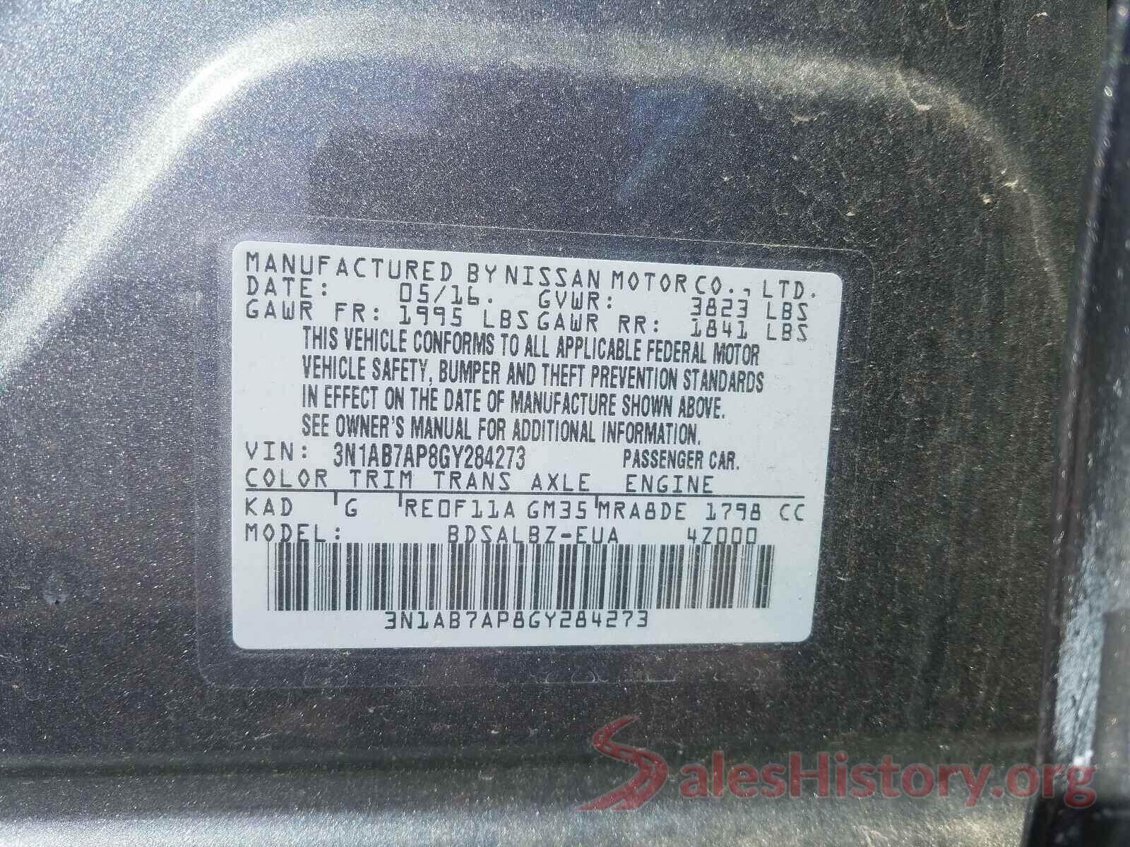 3N1AB7AP8GY284273 2016 NISSAN SENTRA