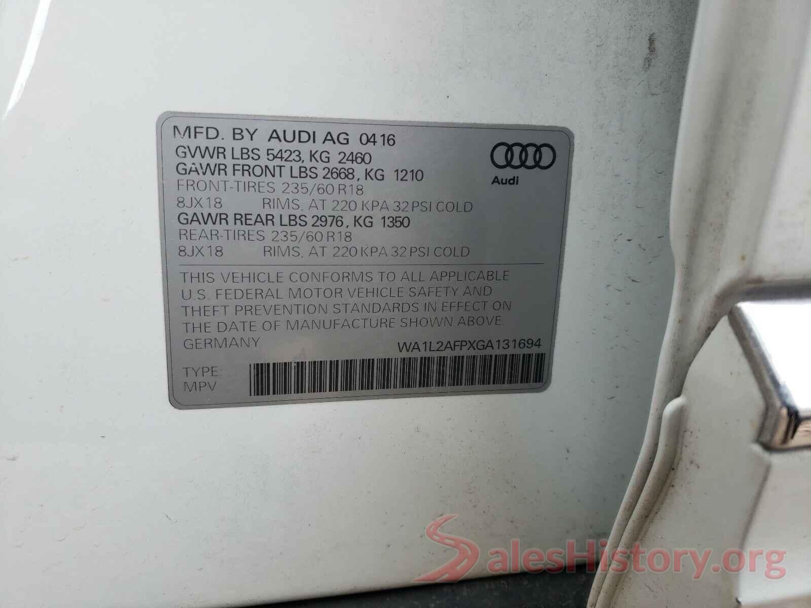 WA1L2AFPXGA131694 2016 AUDI Q5