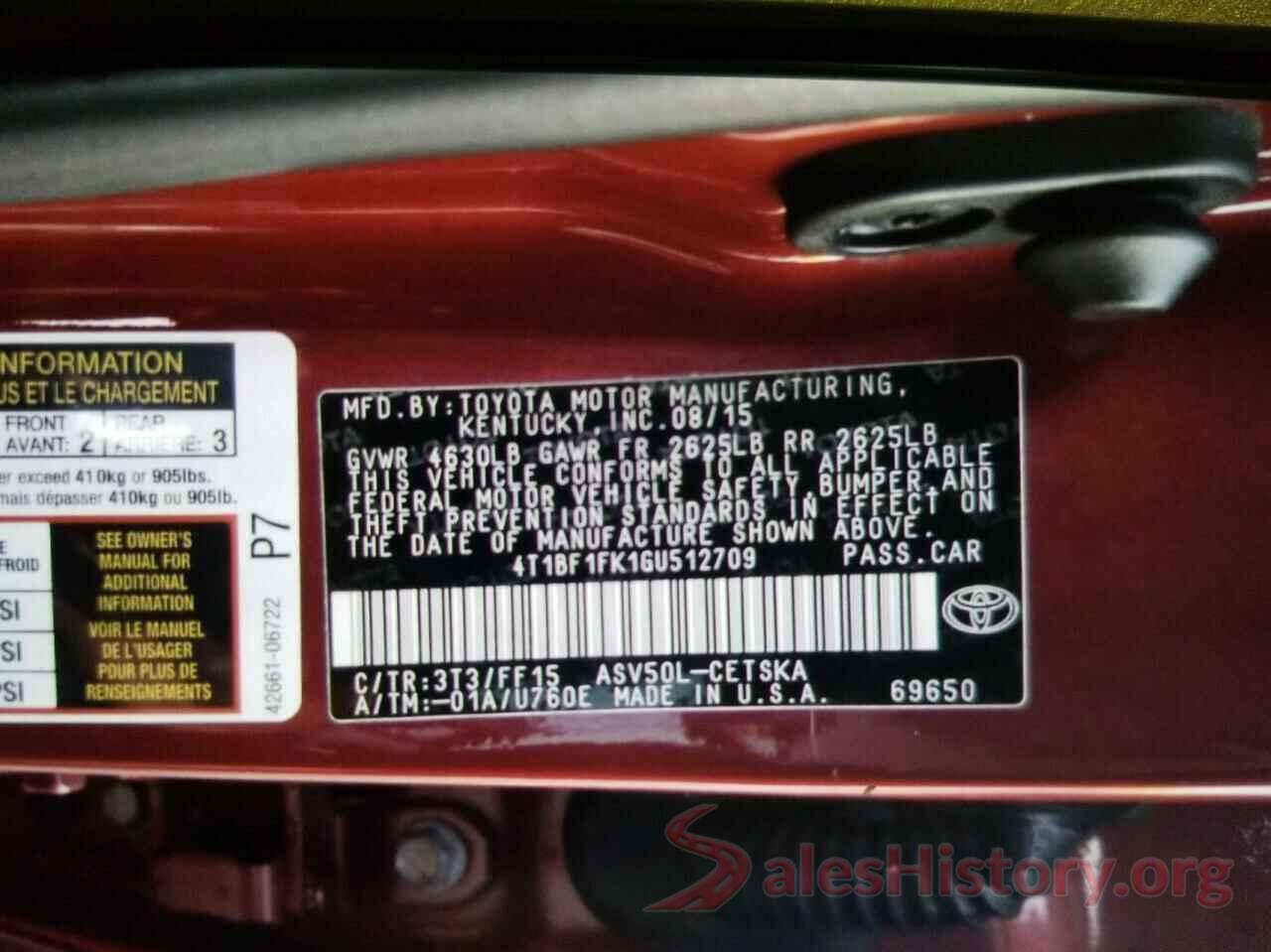 4T1BF1FK1GU512709 2016 TOYOTA CAMRY