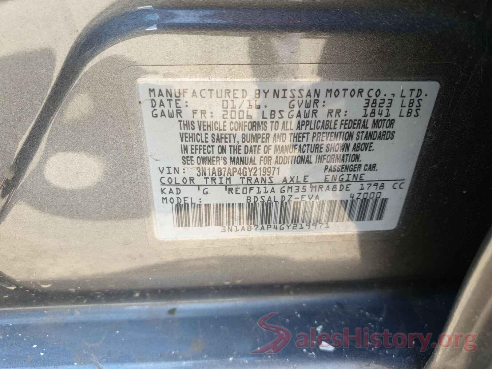 3N1AB7AP4GY219971 2016 NISSAN SENTRA