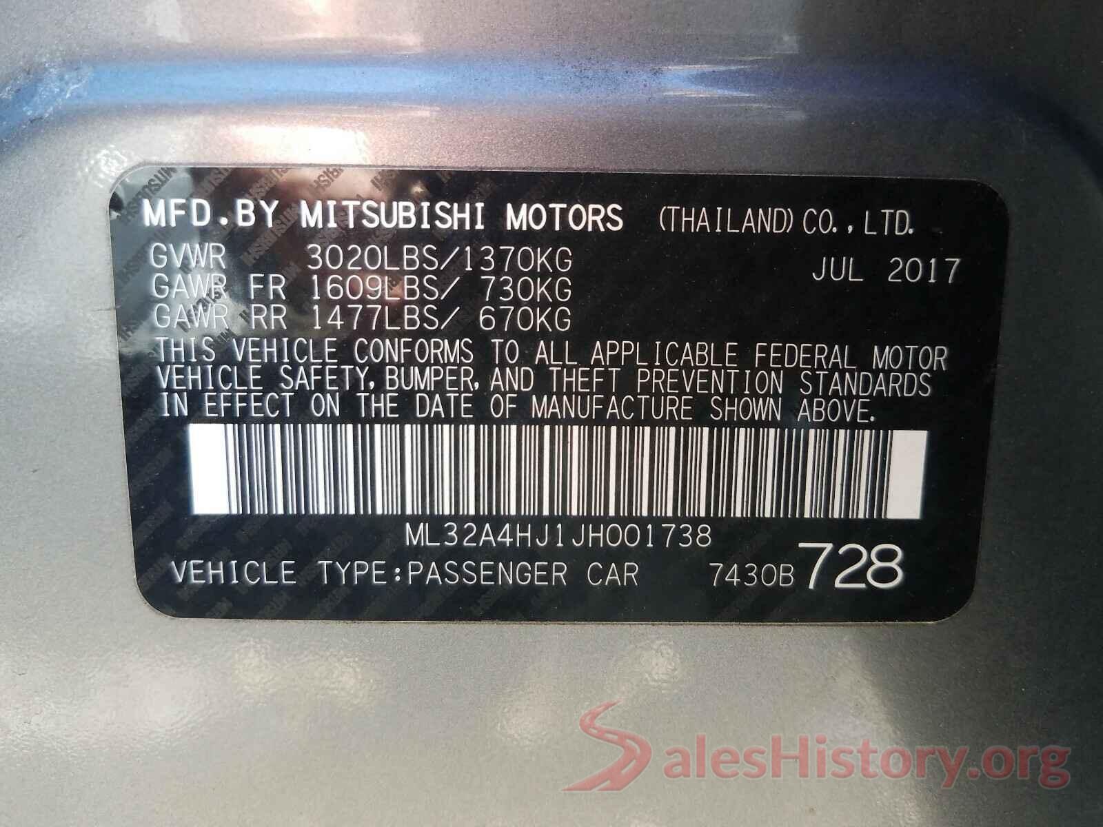 ML32A4HJ1JH001738 2018 MITSUBISHI MIRAGE