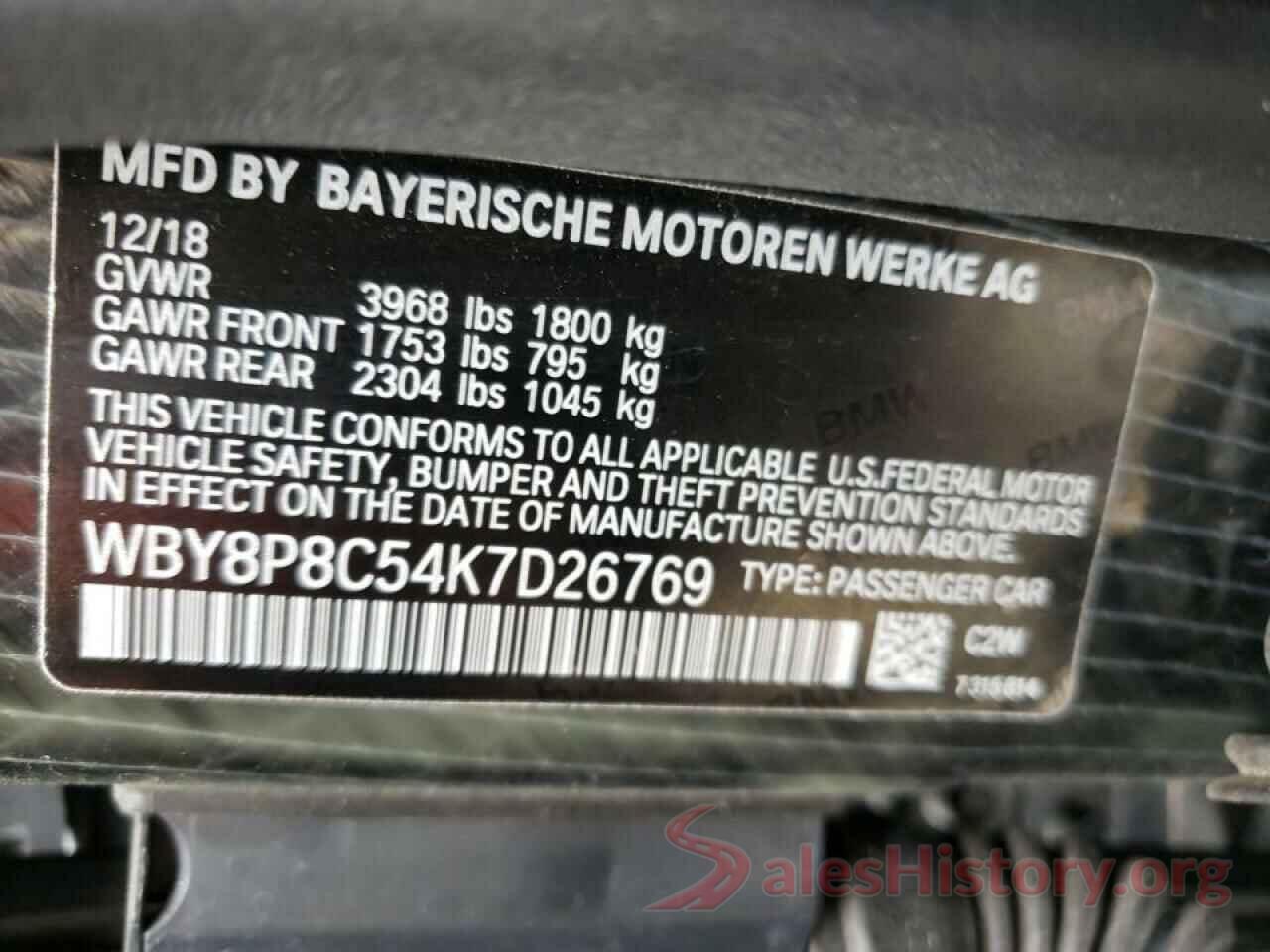 WBY8P8C54K7D26769 2019 BMW I SERIES