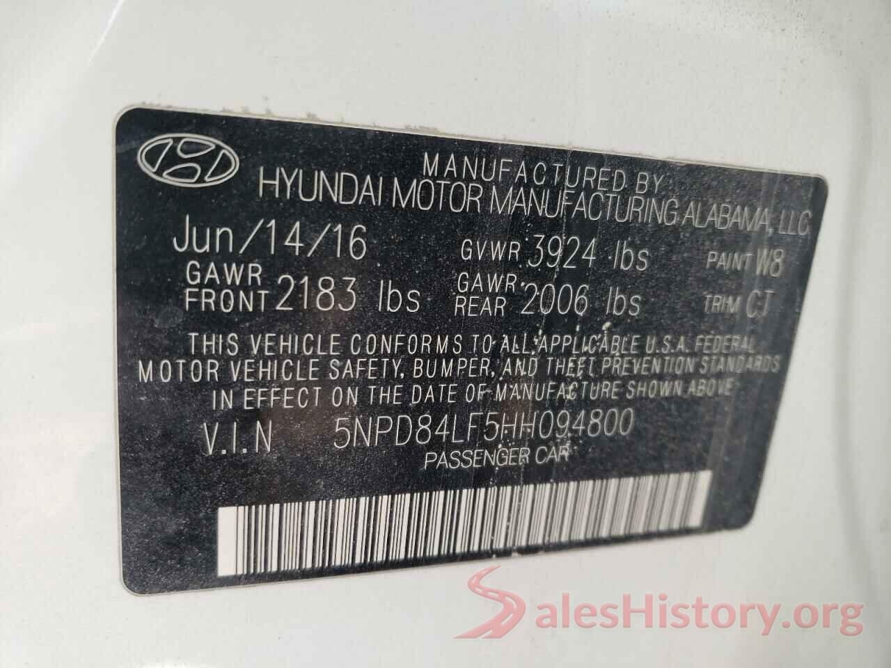 5NPD84LF5HH094800 2017 HYUNDAI ELANTRA